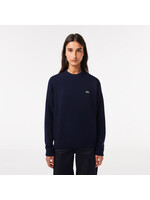 LACOSTE Pull col rond en laine Bleu Marine-Femme