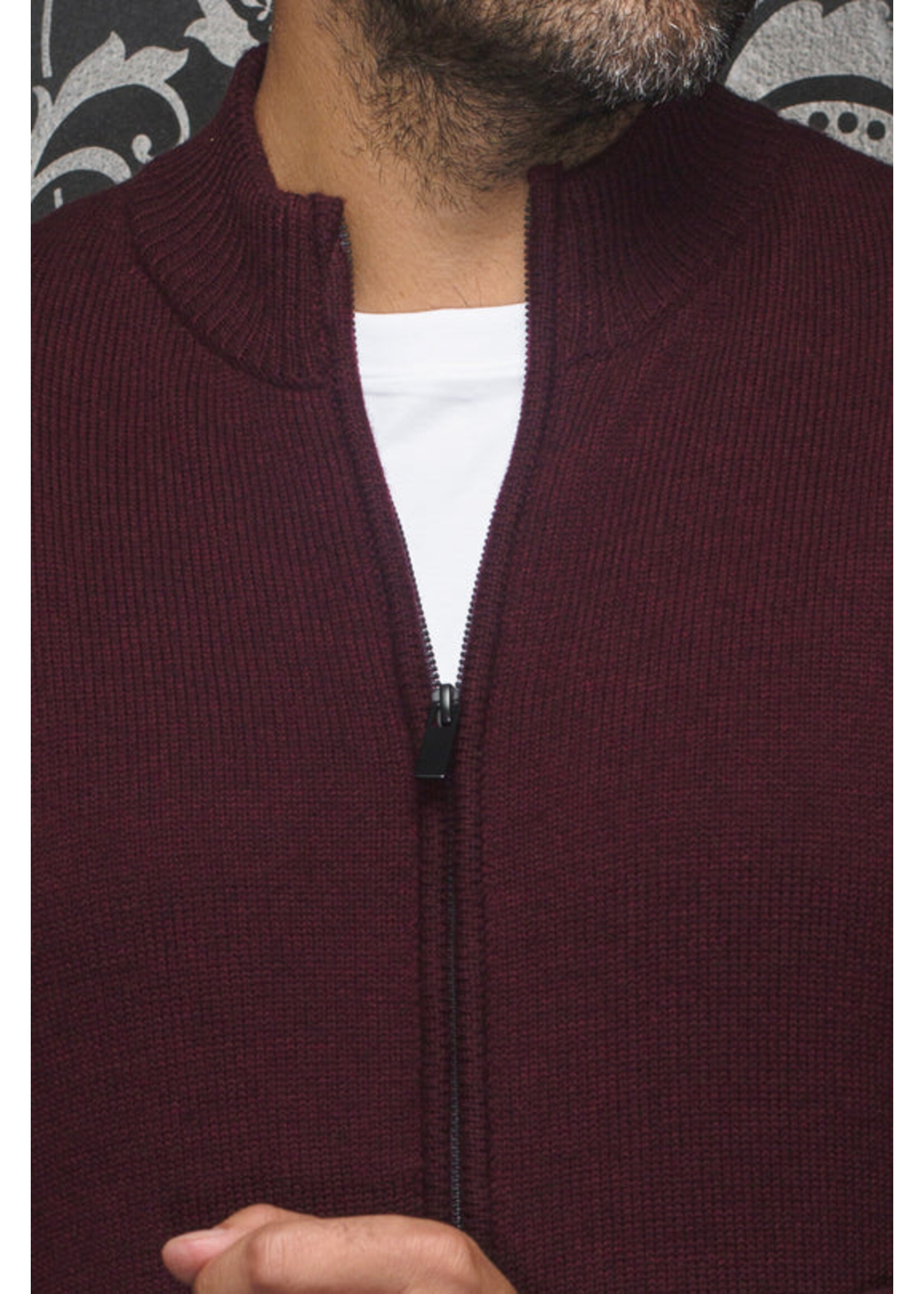 AU NOIR Esteban-Bordeaux full-zip merino wool sweater