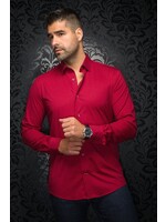 AU NOIR Men's Alexander NDL stretch knit shirt-Burgundy