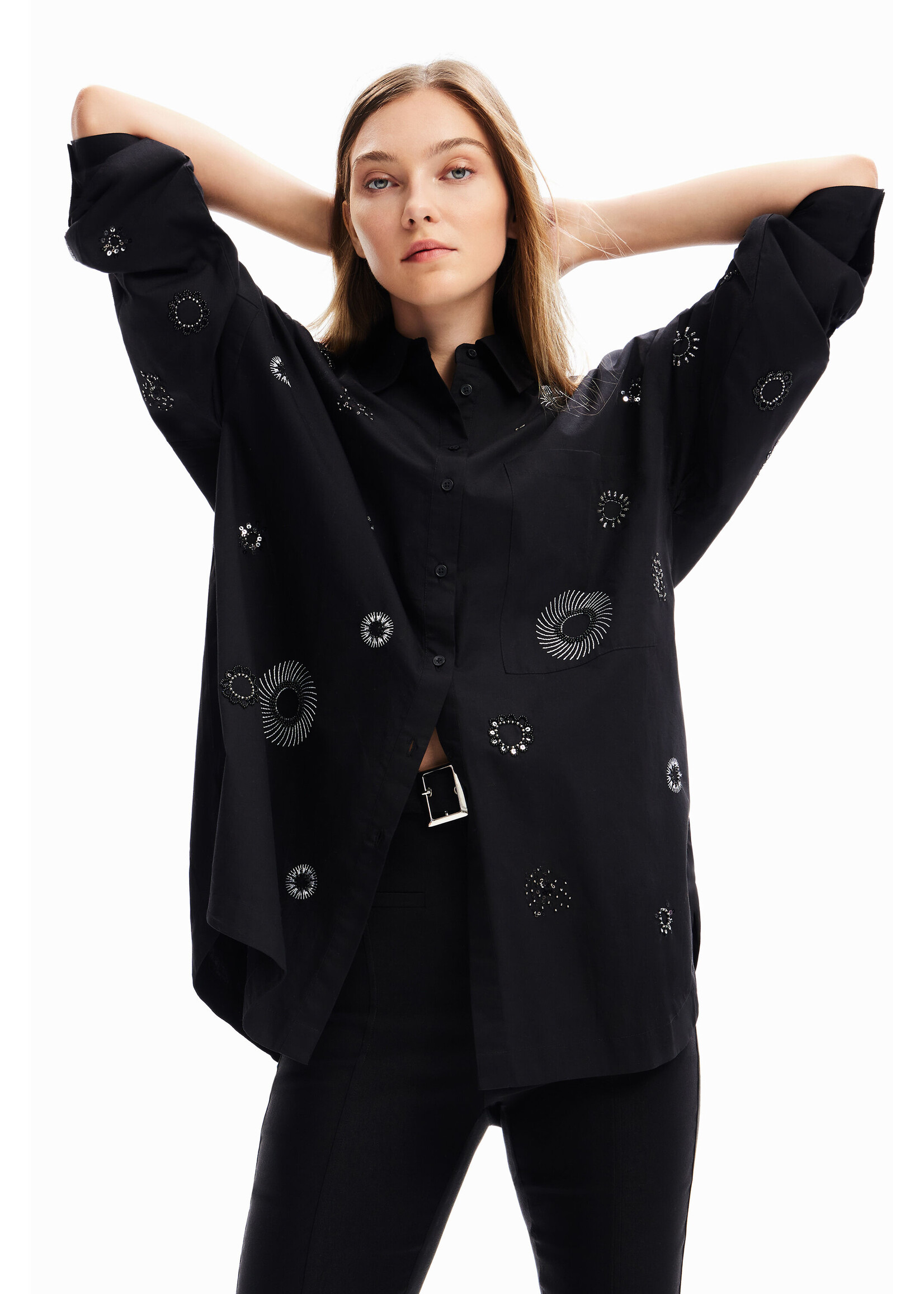 DESIGUAL Women's oversize embroidered shirt