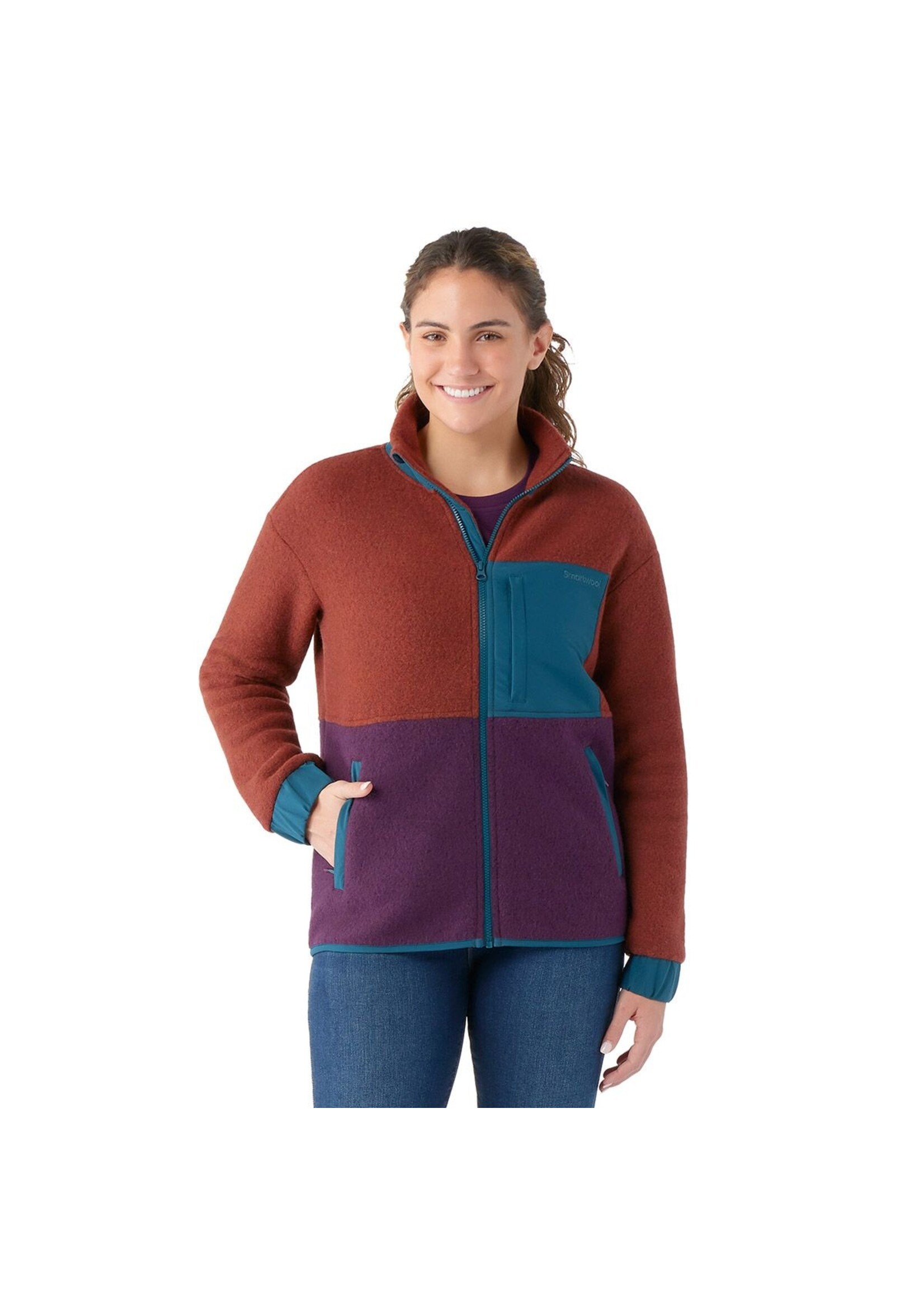 SMARTWOOL Women's Hudson Trail Fleece Jacket-Pecan Brown Heather
