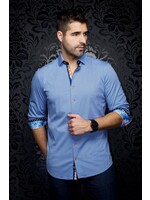 AU NOIR Chemise extensible pour homme Miron-INDIGO