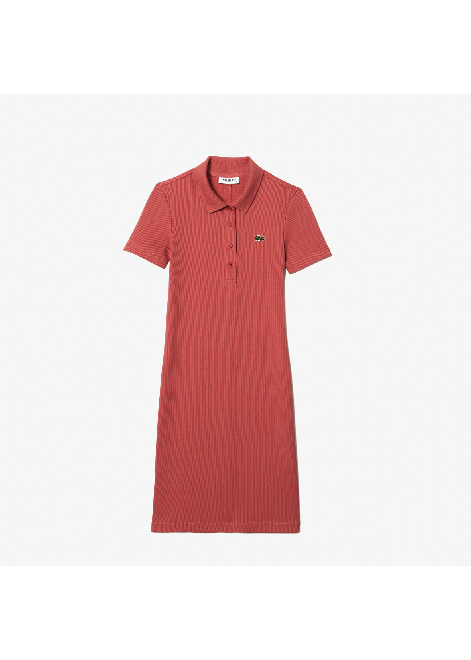 LACOSTE WOMEN'S SHORT SLEEVED SLIM FIT RIBBED COTTON DRESS