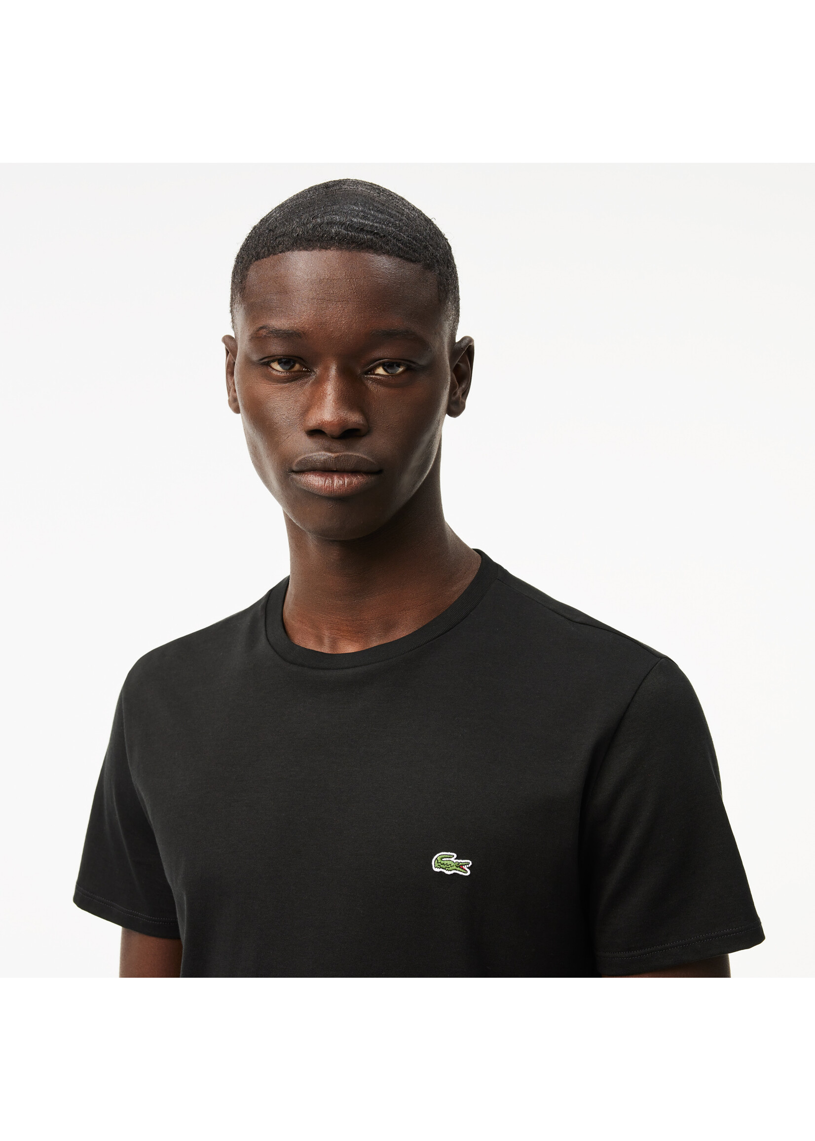 LACOSTE T-shirt col rond en jersey de coton pima uni pour homme-NOIR
