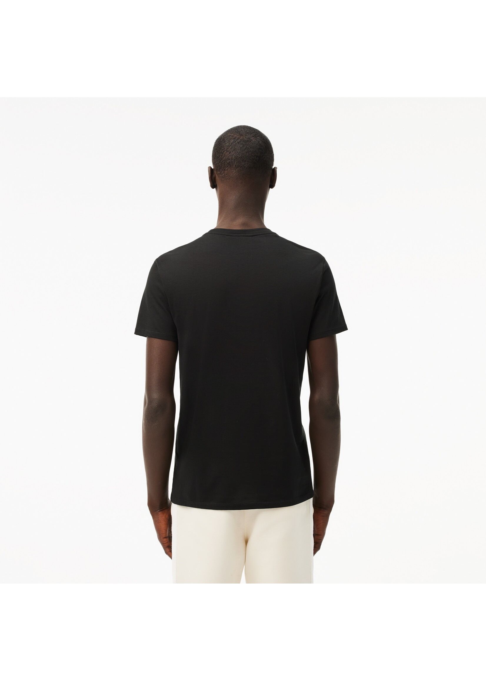 LACOSTE T-shirt col rond en jersey de coton pima uni pour homme-NOIR