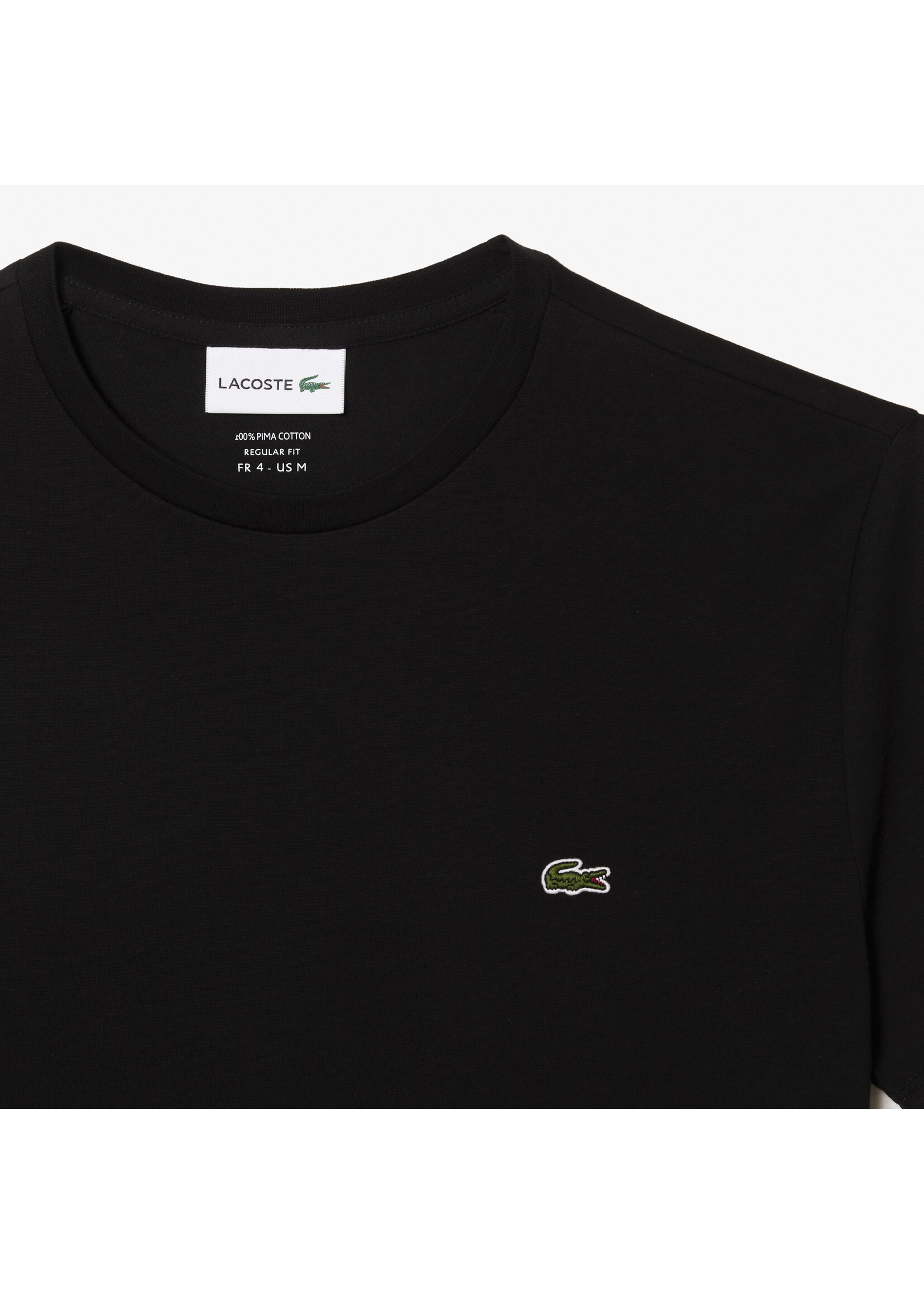 LACOSTE T-shirt col rond en jersey de coton pima uni pour homme-NOIR
