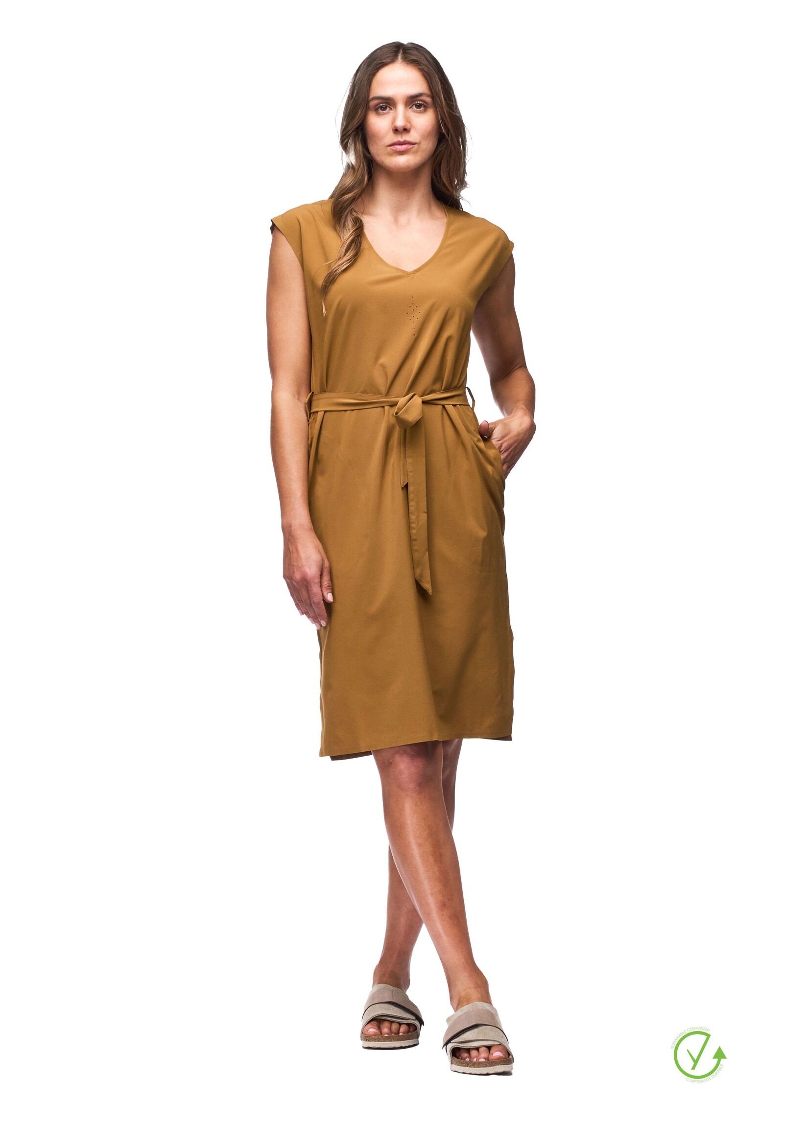 INDYEVA Robe tissée légère avec ceinture Bronze-ANYA
