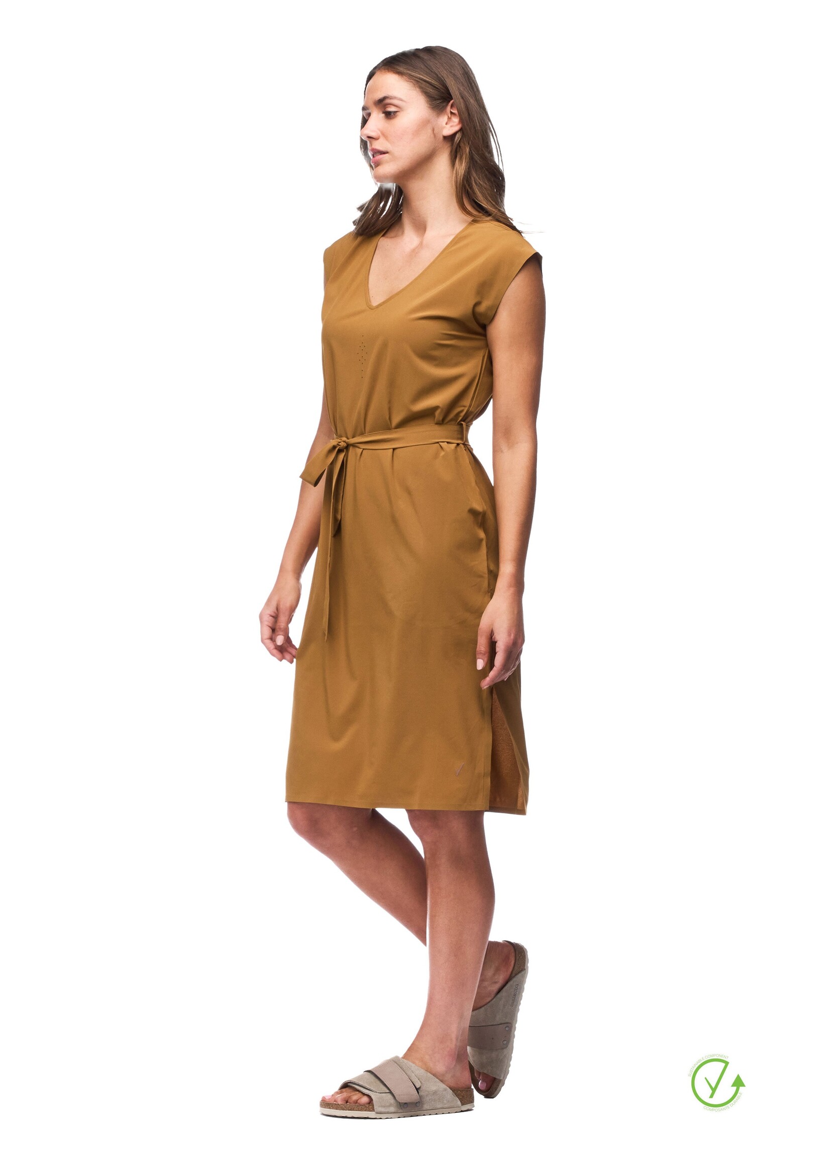 INDYEVA Robe tissée légère avec ceinture Bronze-ANYA