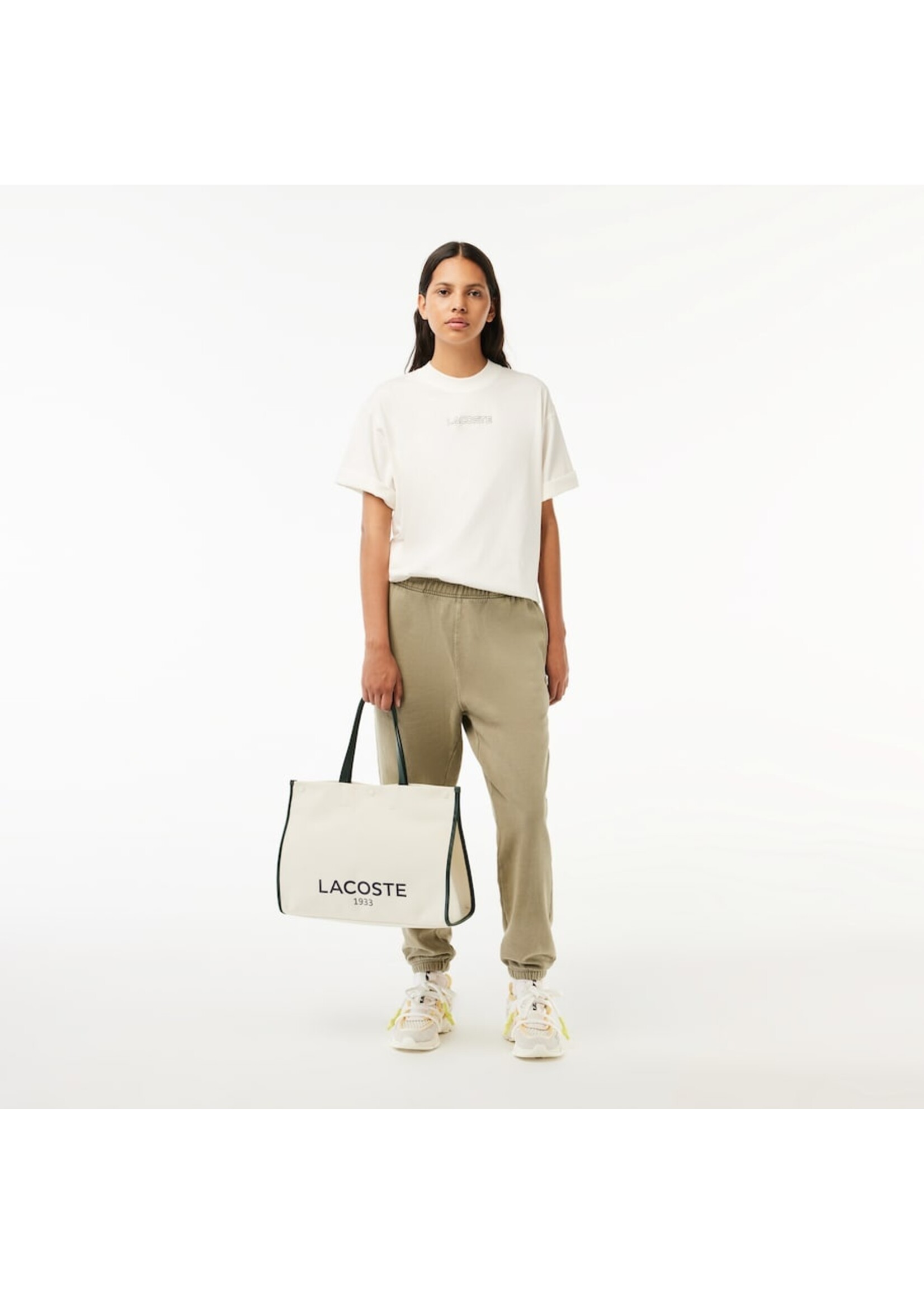 LACOSTE T-shirt loose fit en jersey de coton pour homme-BLANC
