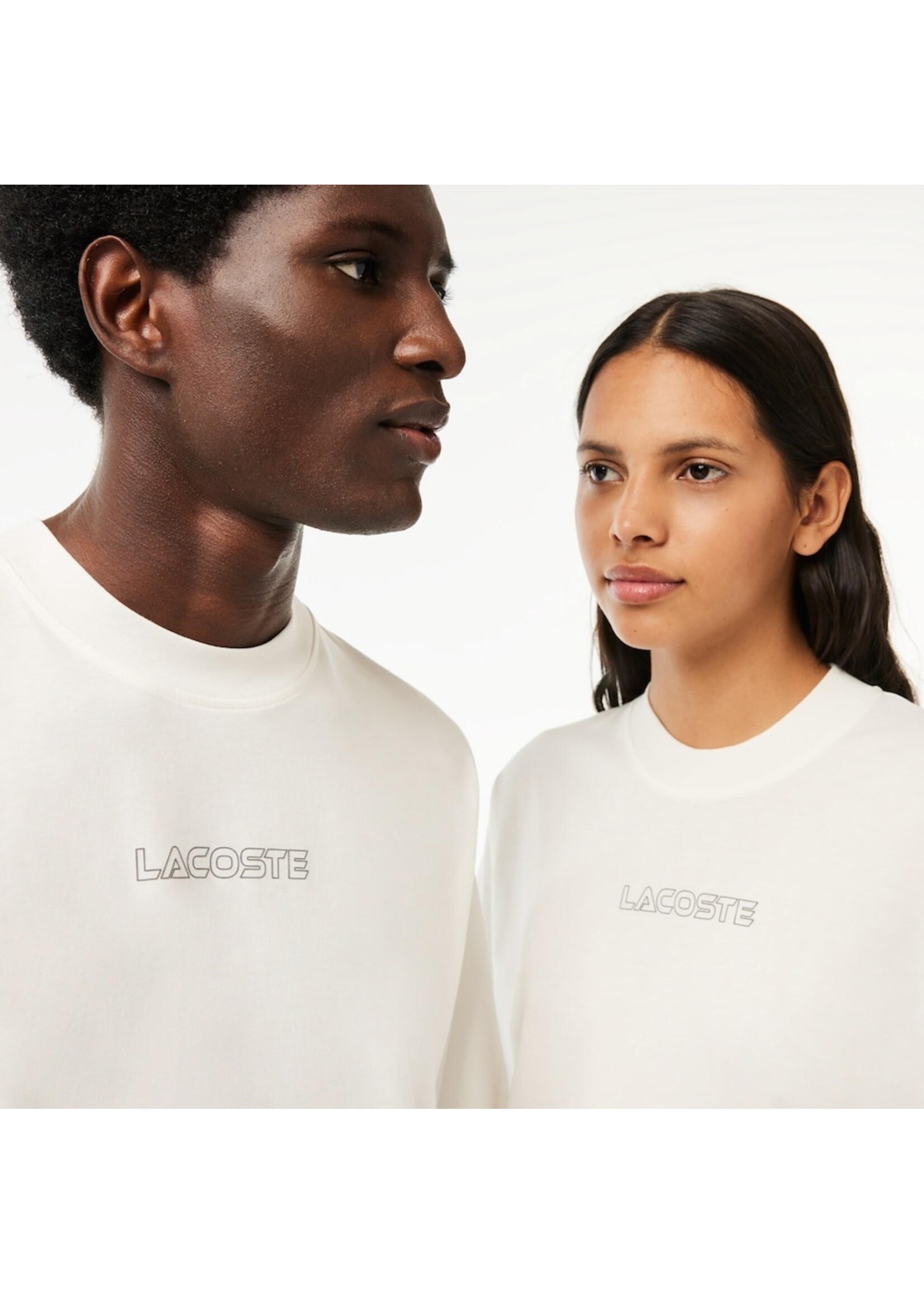 LACOSTE T-shirt loose fit en jersey de coton pour homme-BLANC