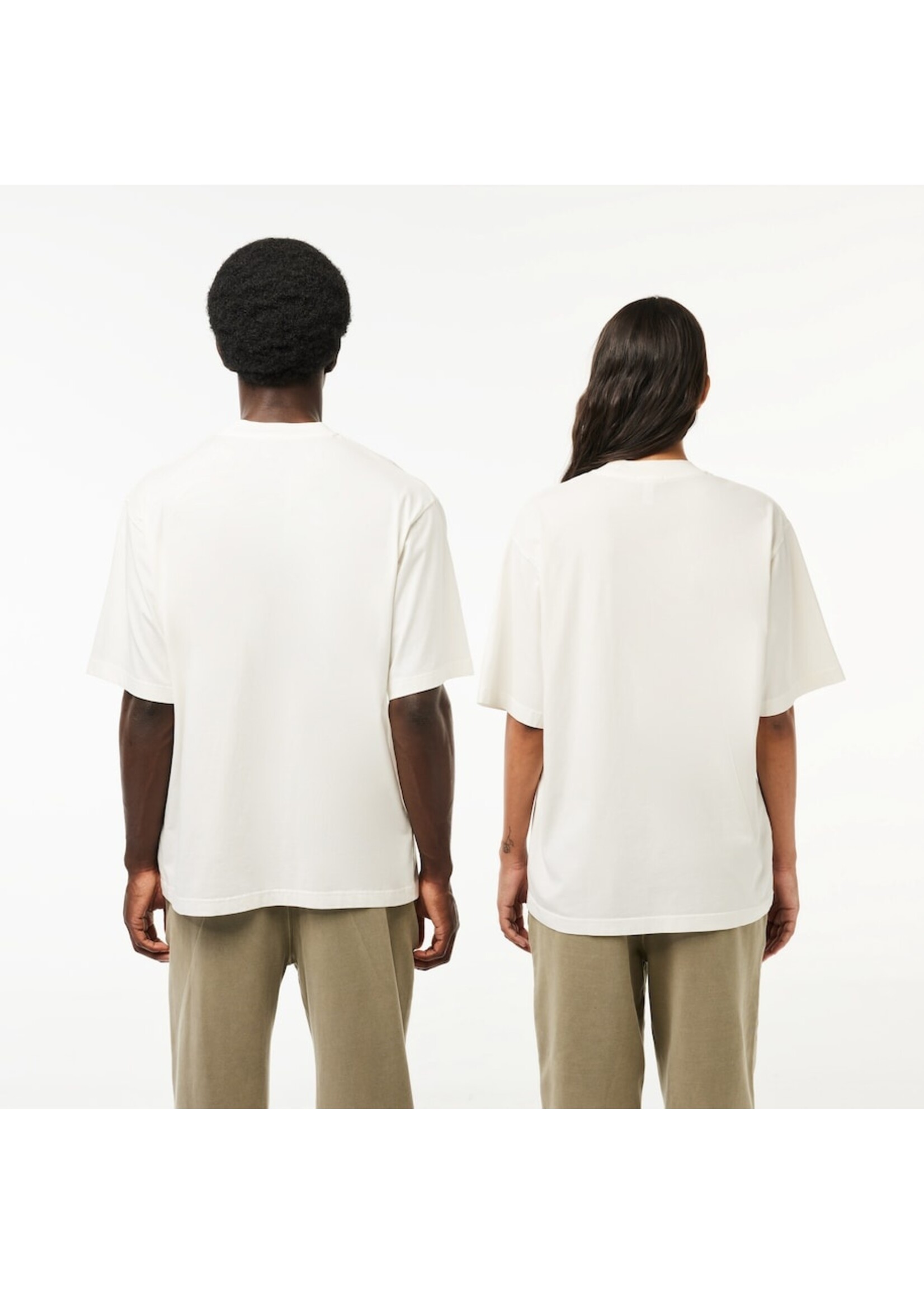 LACOSTE T-shirt loose fit en jersey de coton pour homme-BLANC