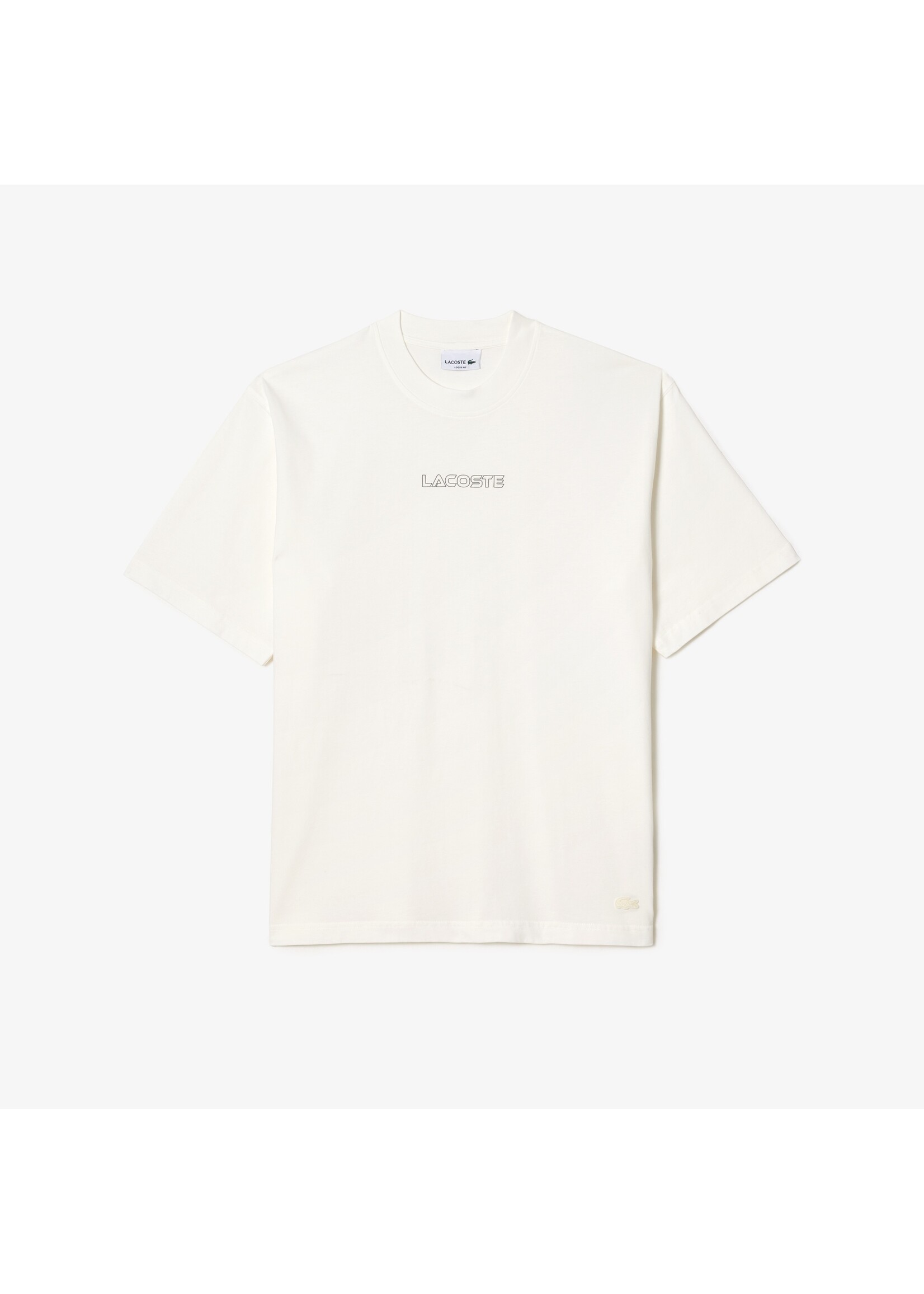 LACOSTE T-shirt loose fit en jersey de coton pour homme-BLANC