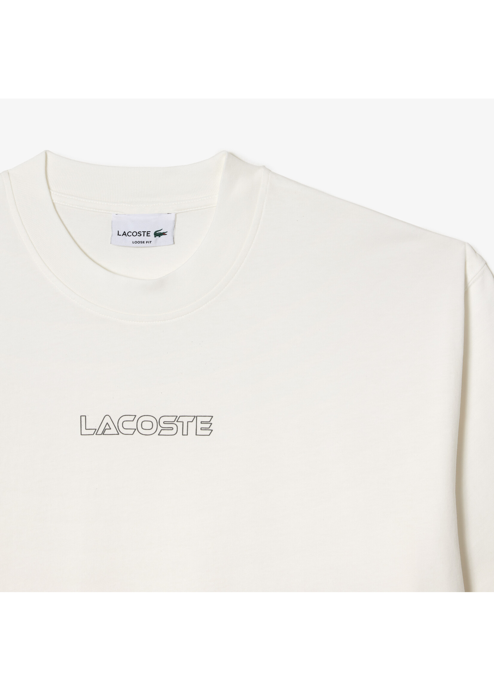 LACOSTE T-shirt loose fit en jersey de coton pour homme-BLANC