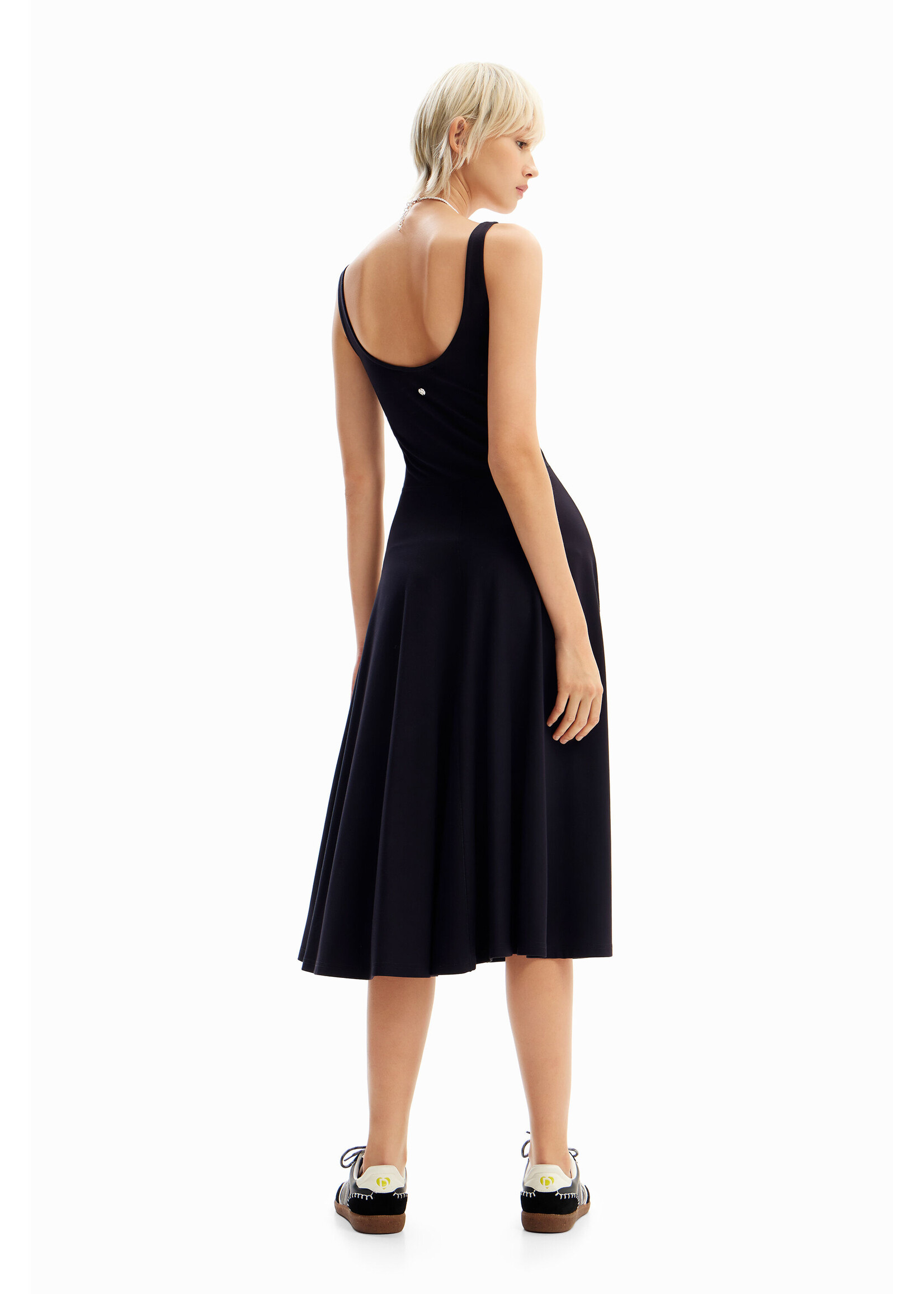 DESIGUAL Robe midi unie à bretelles-NOIR