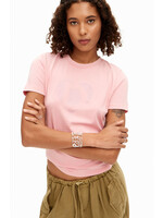 DESIGUAL T-shirt imagotype strass-ROSE