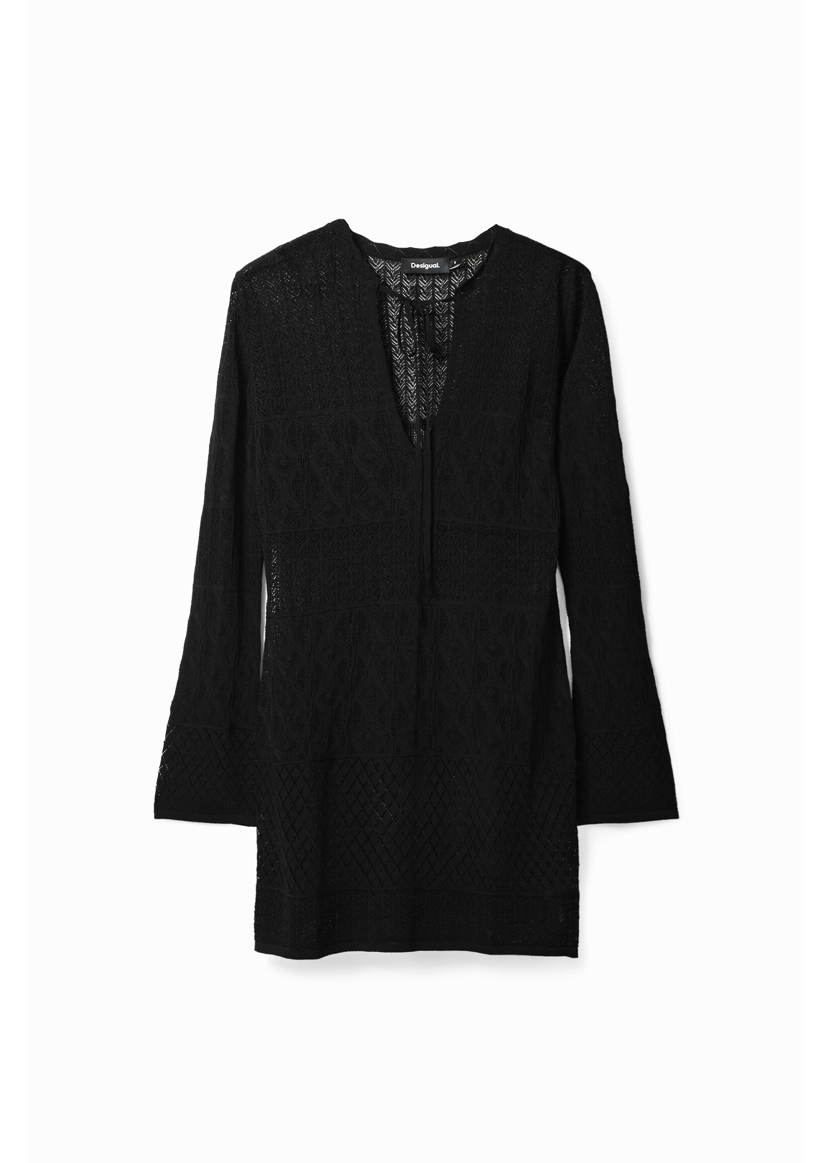 DESIGUAL Robe tunique courte motif ajouré-NOIR