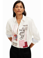 DESIGUAL Chemise patchwork Mickey Mouse-BLANC