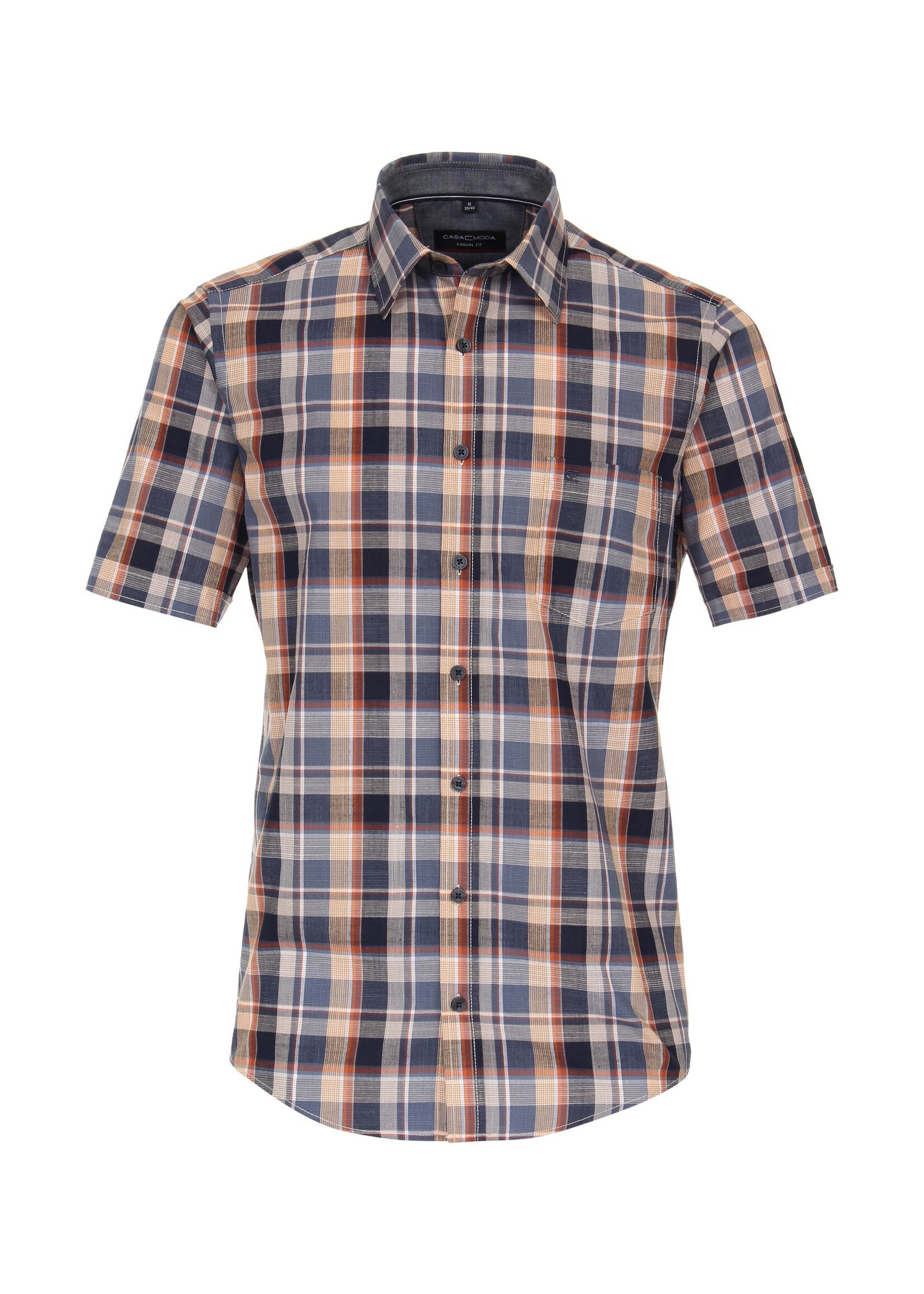 CASA MODA Chemise 100% cotton à carreaux-Bleu/Orange