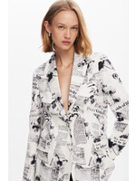 DESIGUAL Straight blazer with text and flowers