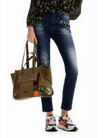 DESIGUAL Pantalon en denim à fleurs-Bleu