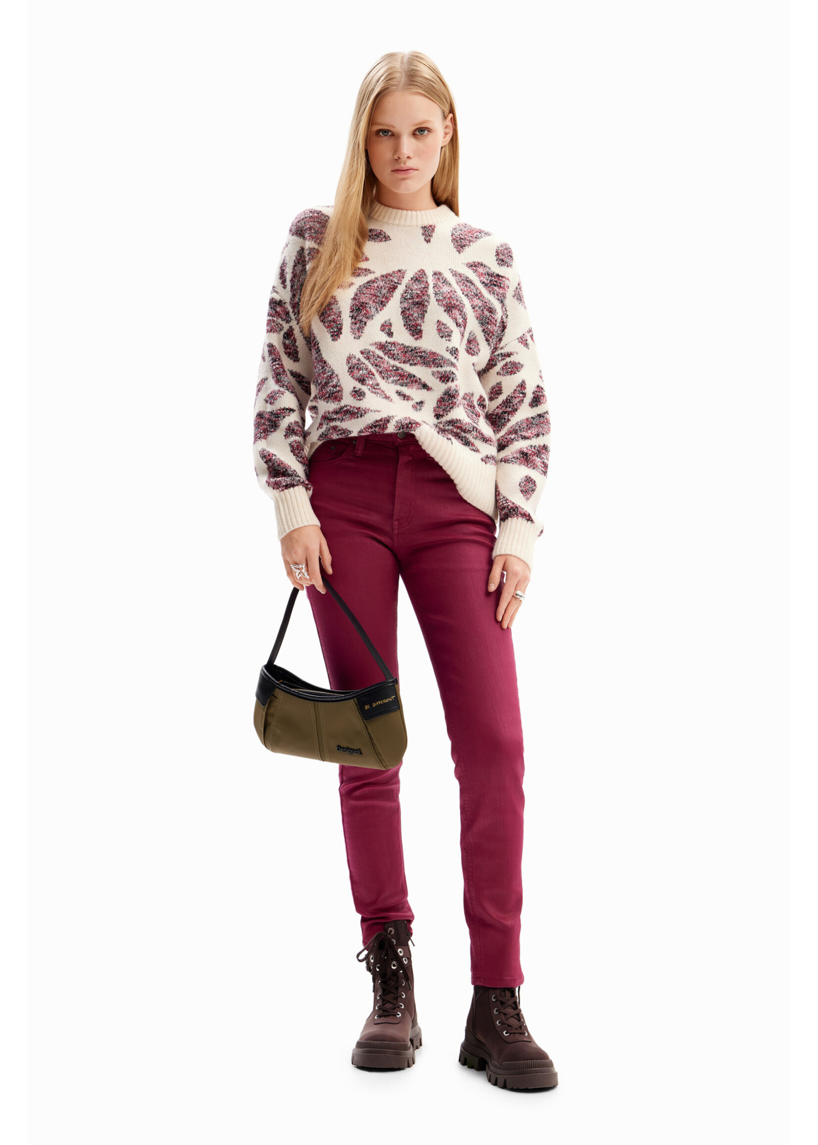 DESIGUAL Pull imprimé feuilles