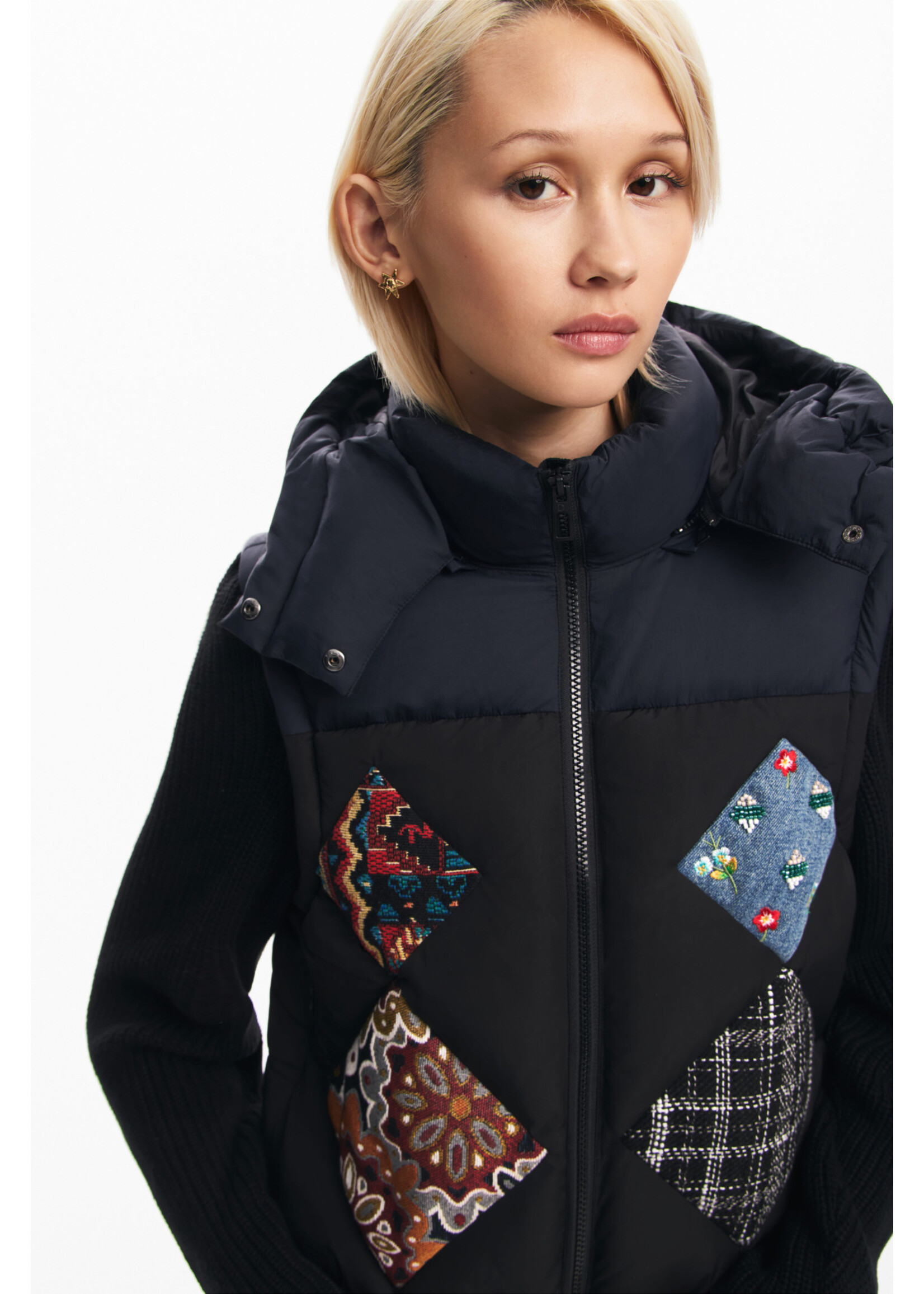 DESIGUAL Blouson matelassé avec manches détachables-Bleu