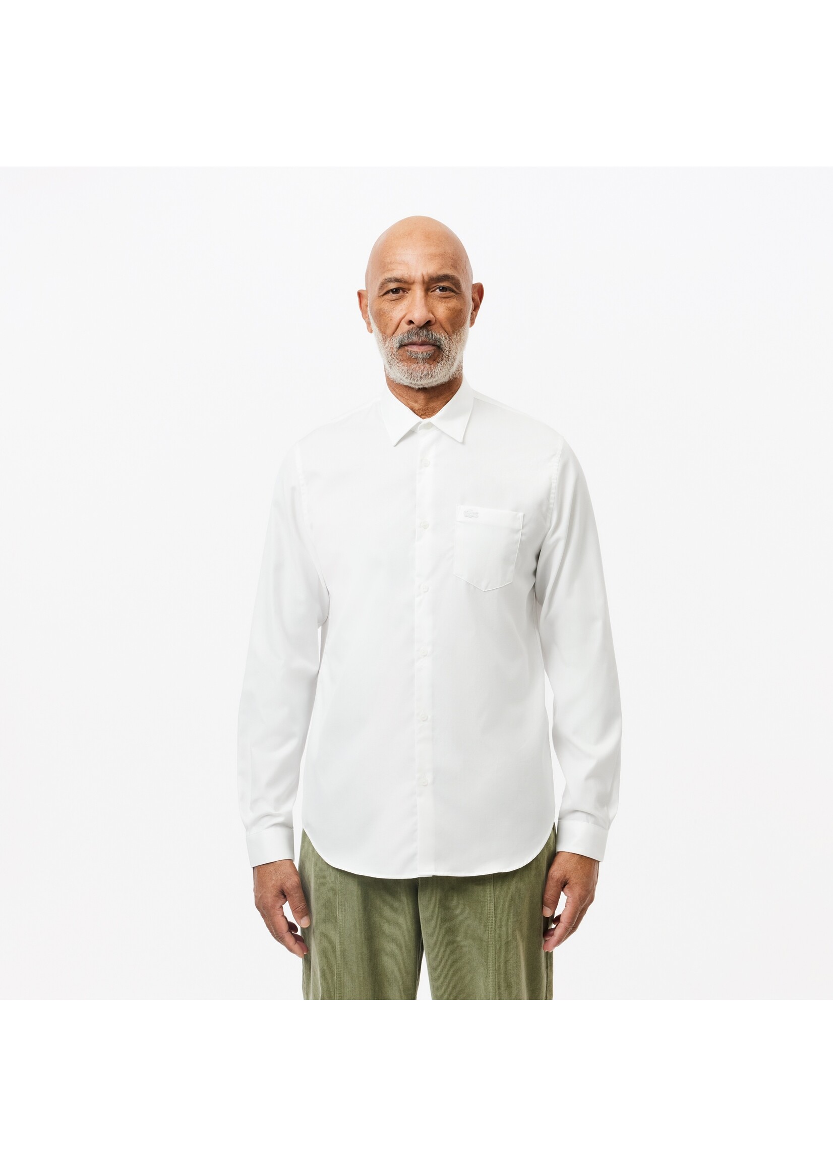LACOSTE Chemise regular fit unie en coton premium pour homme-BLANC