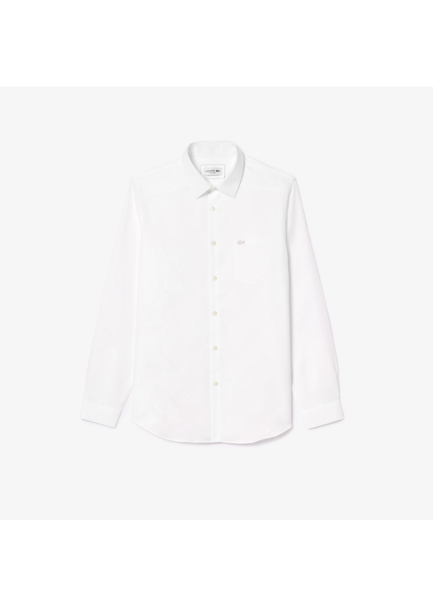LACOSTE Chemise regular fit unie en coton premium pour homme-BLANC