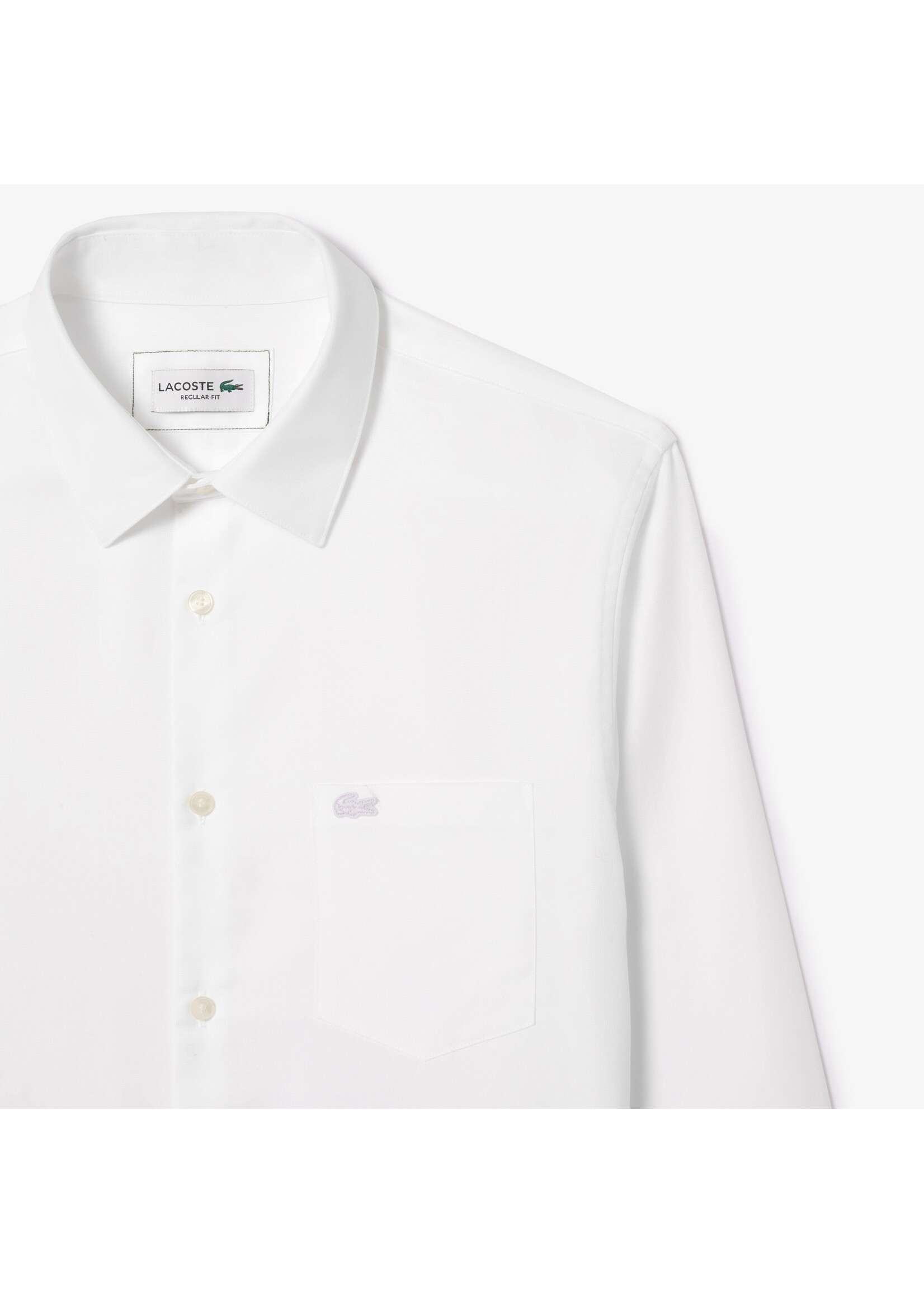 LACOSTE Chemise regular fit unie en coton premium pour homme-BLANC