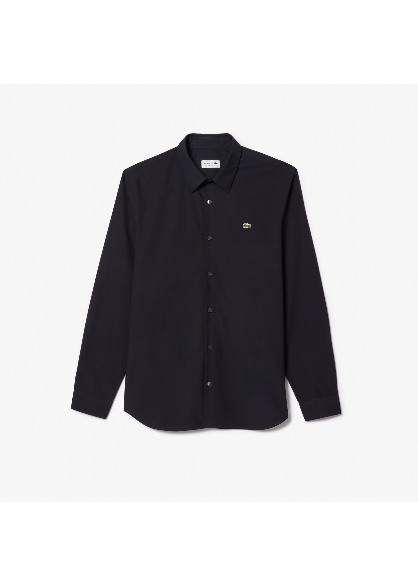 LACOSTE Chemise slim fit en popeline de coton stretch pour homme-NOIR