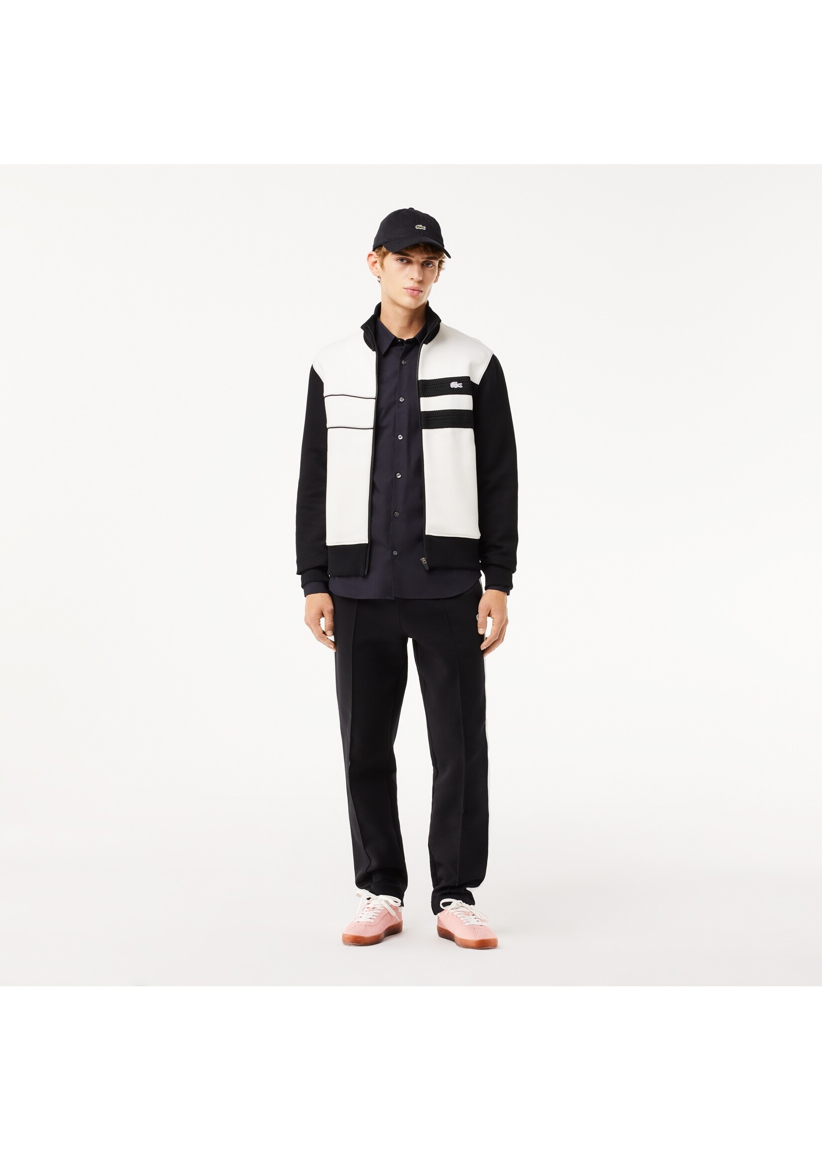 LACOSTE Chemise slim fit en popeline de coton stretch pour homme-NOIR