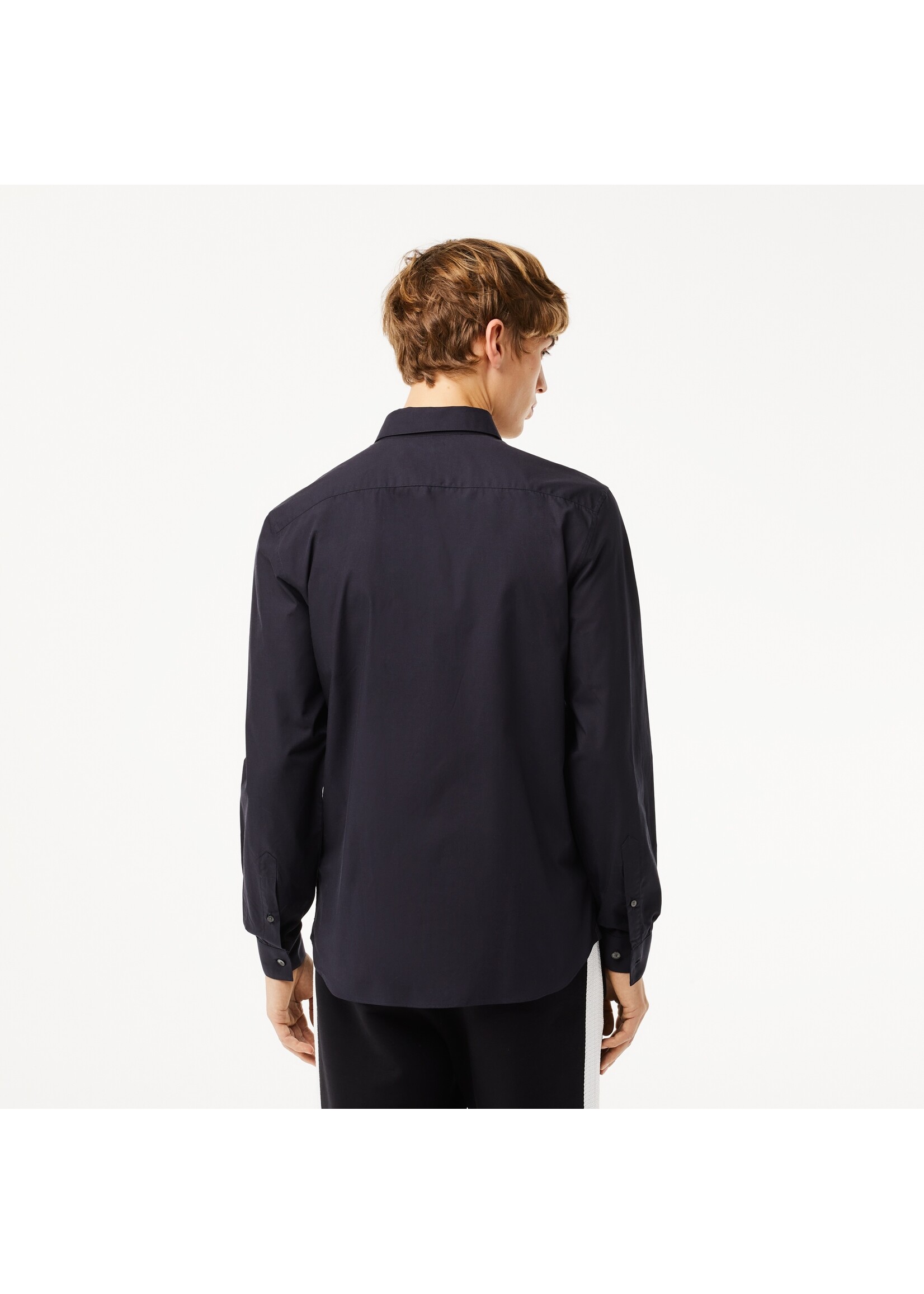 LACOSTE Chemise slim fit en popeline de coton stretch pour homme-NOIR