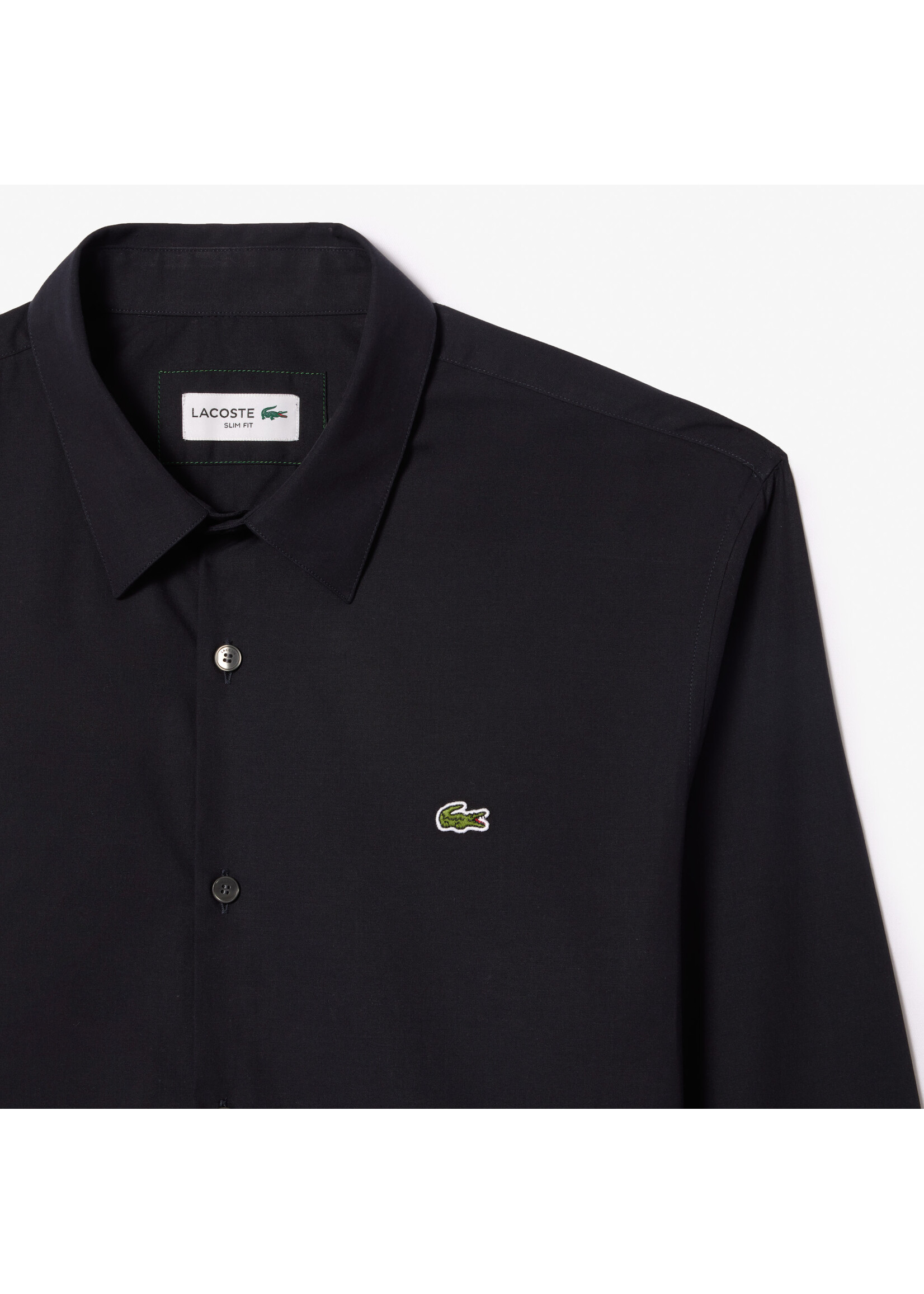 LACOSTE Chemise slim fit en popeline de coton stretch pour homme-NOIR