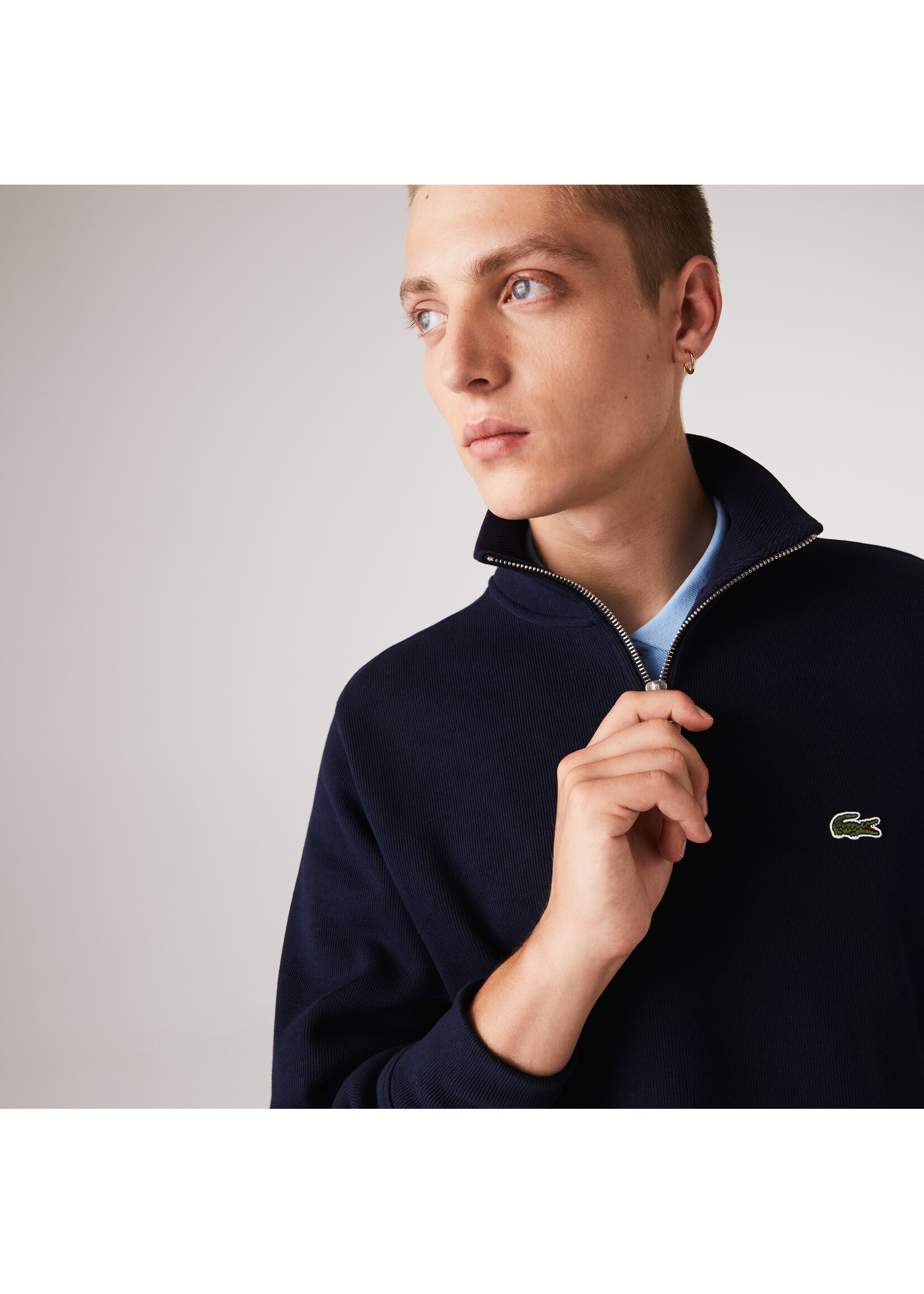 LACOSTE Men's Zip-Up High Neck Interlock Sweatshirt