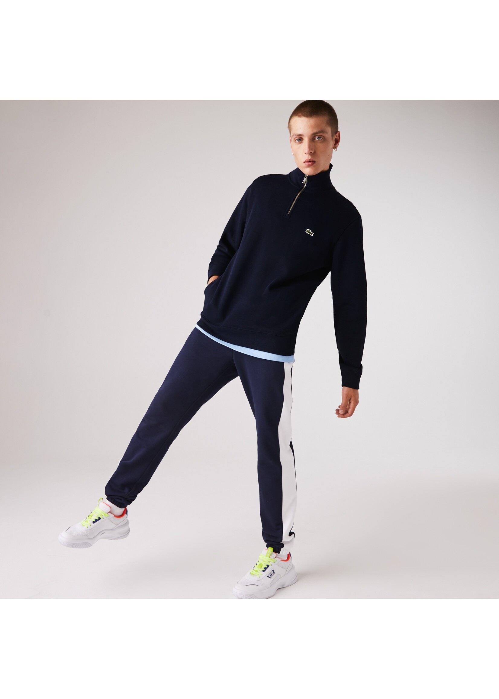 LACOSTE Men's Zip-Up High Neck Interlock Sweatshirt