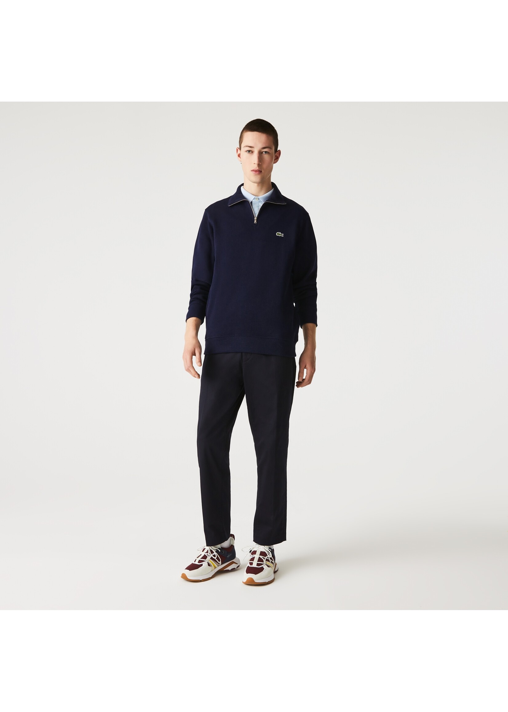 LACOSTE Men's Zip-Up High Neck Interlock Sweatshirt