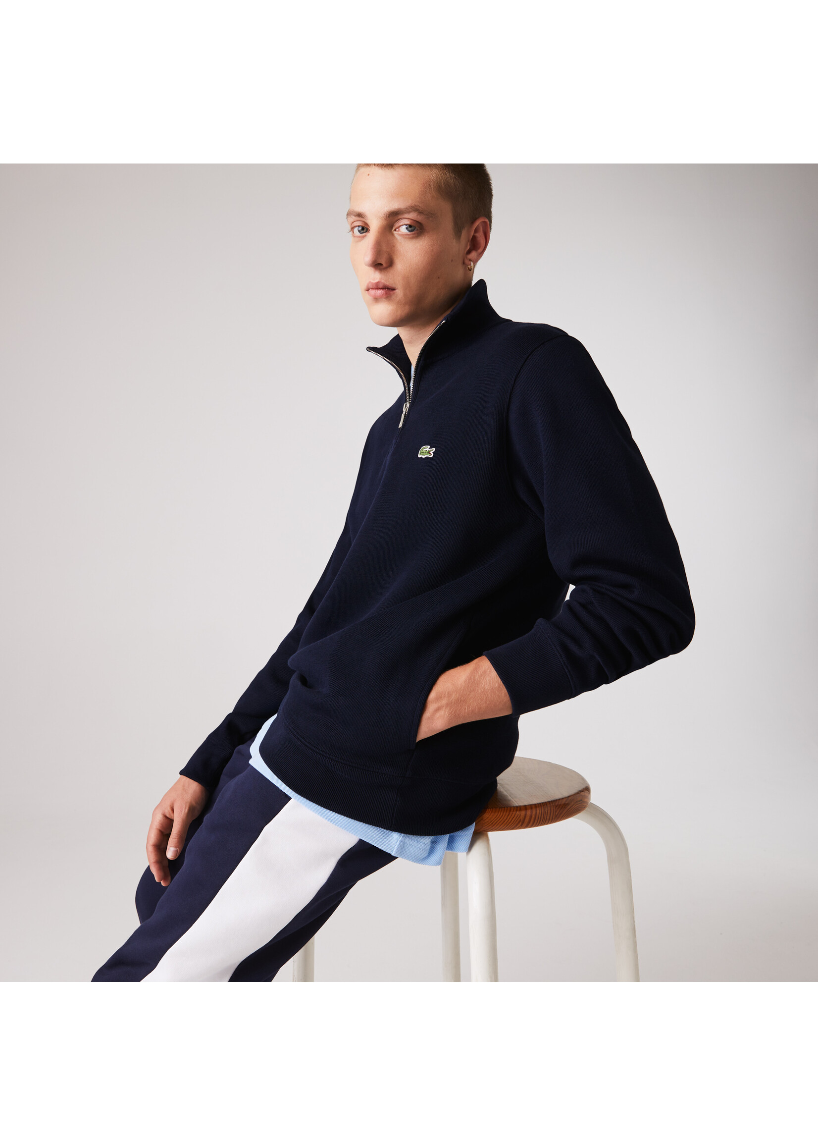 LACOSTE Men's Zip-Up High Neck Interlock Sweatshirt
