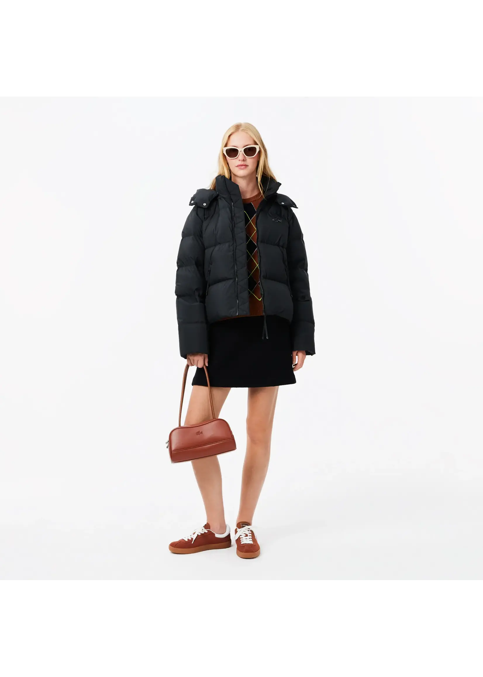 LACOSTE Doudoune à capuche coupe décontractée pour femme-Noir