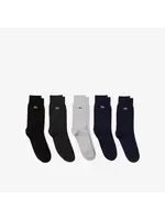 LACOSTE Lot de 5 paires de chaussettes montantes unisexes en coton bio-ASSORTIES