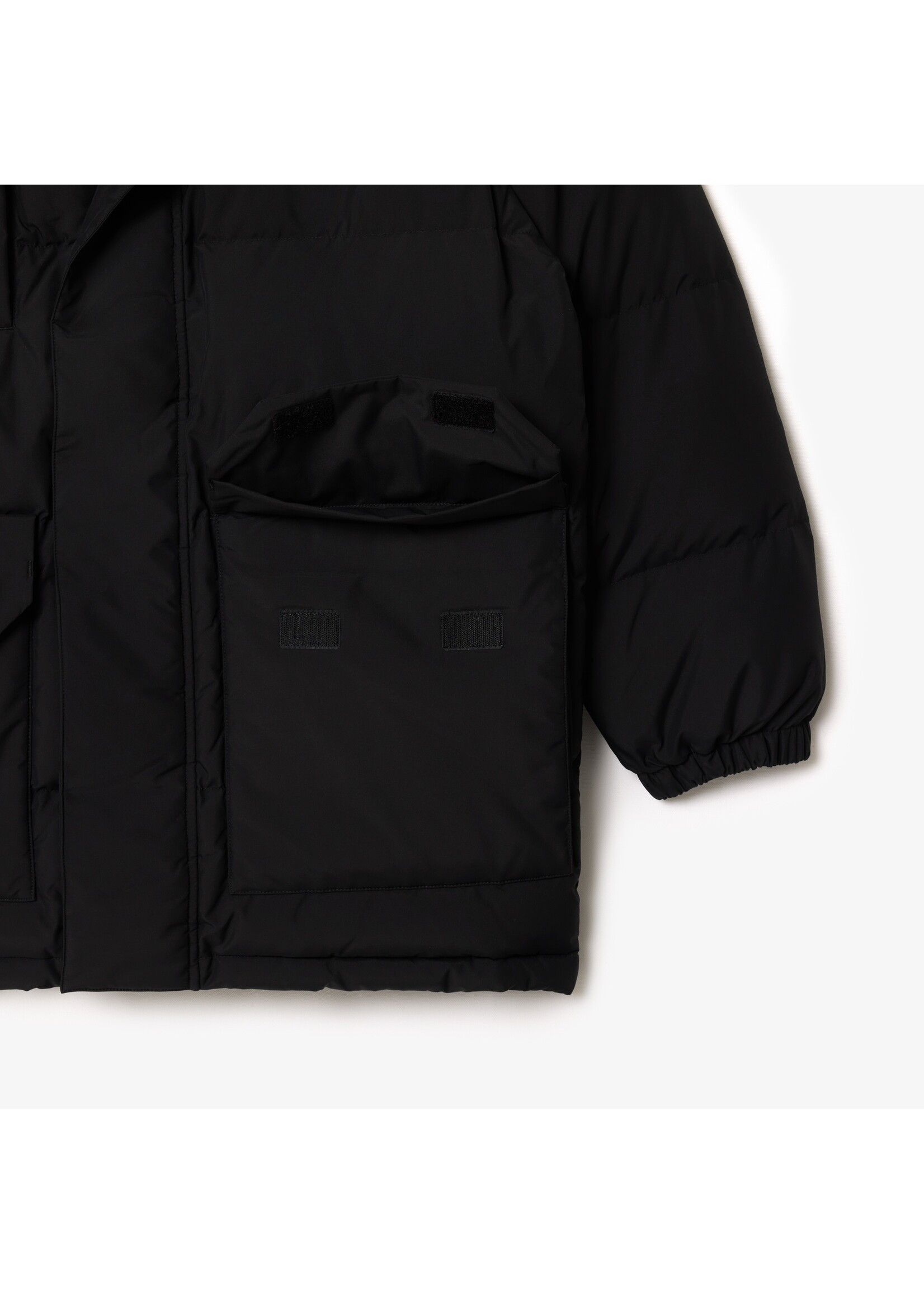 LACOSTE Doudoune mi-longue déperlante en duvet avec capuche amovible pour homme-NOIR