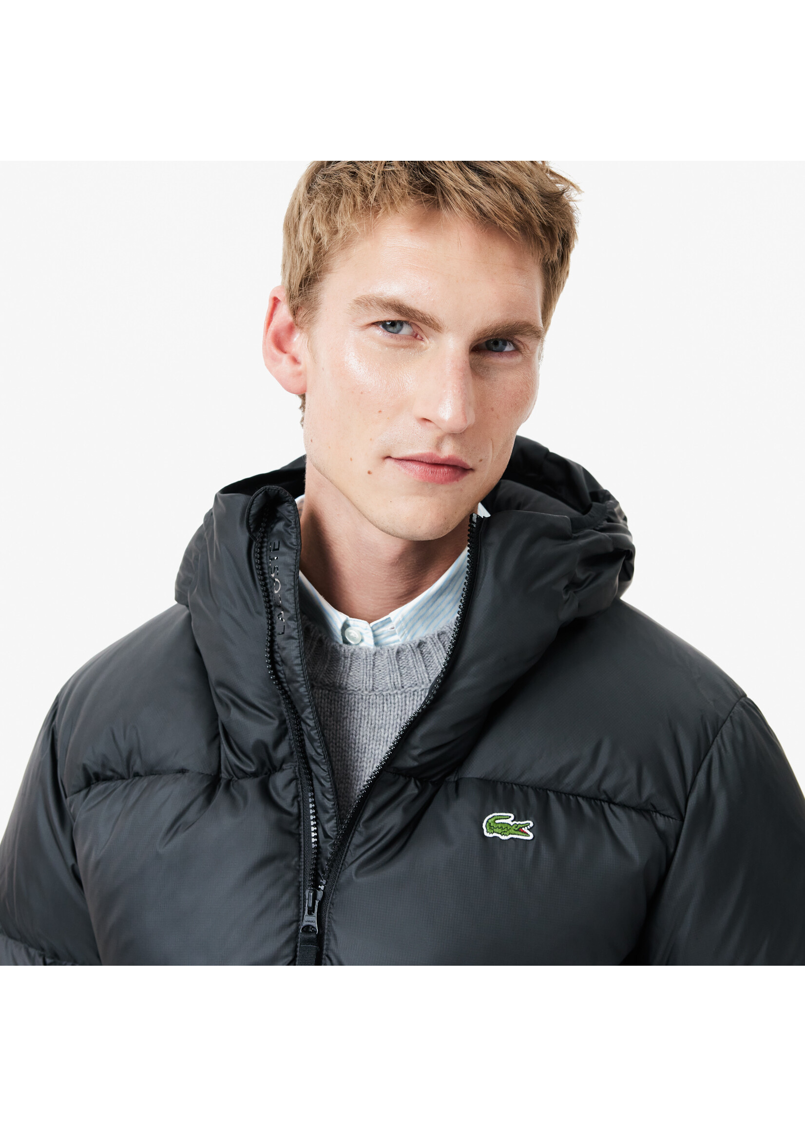 LACOSTE Short Water Repellent Hooded Puffed Jacket