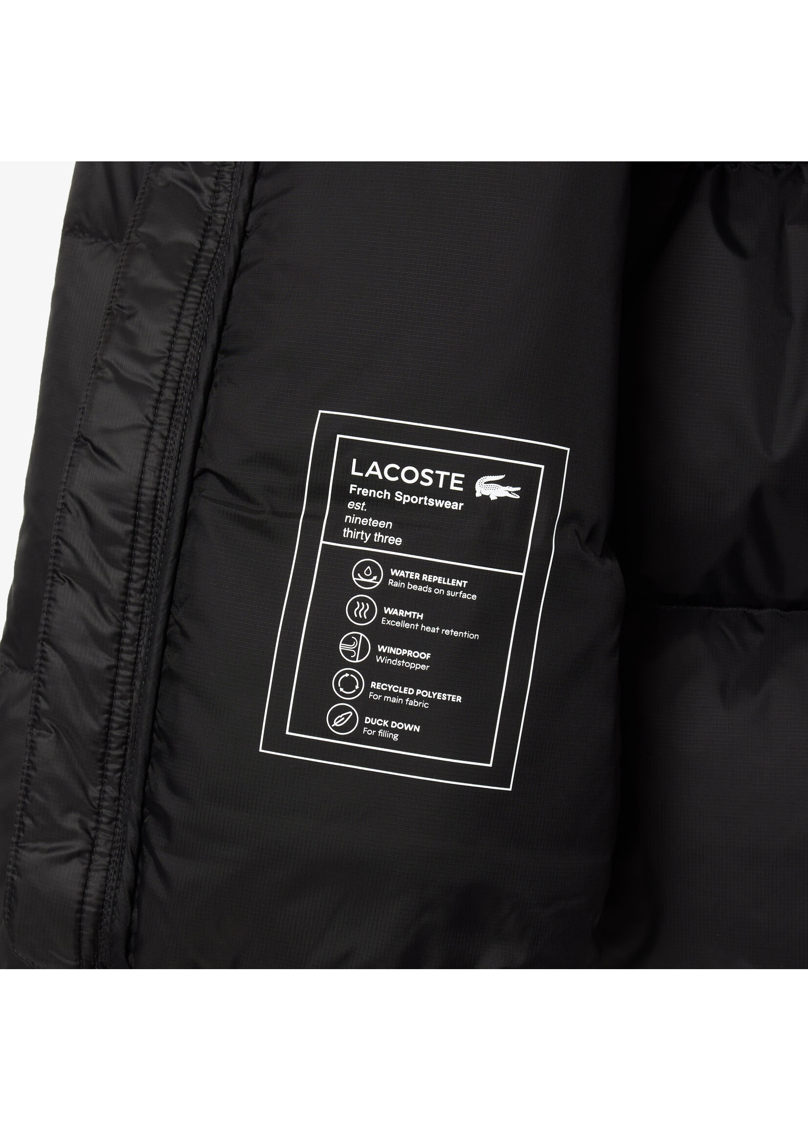LACOSTE Short Water Repellent Hooded Puffed Jacket