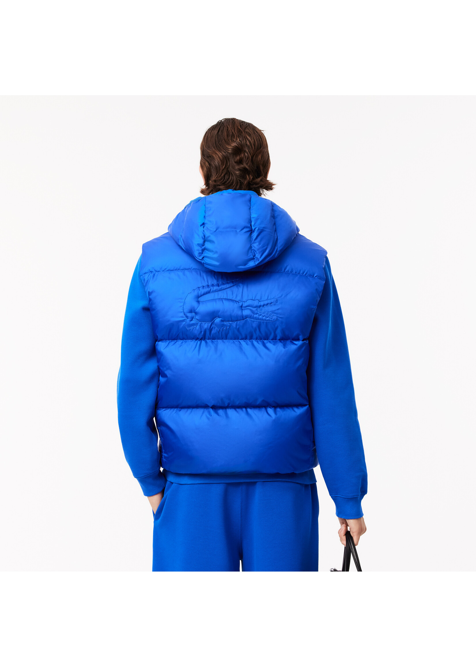 LACOSTE Veste matelassée en duvet à capuche pour homme-BLEU