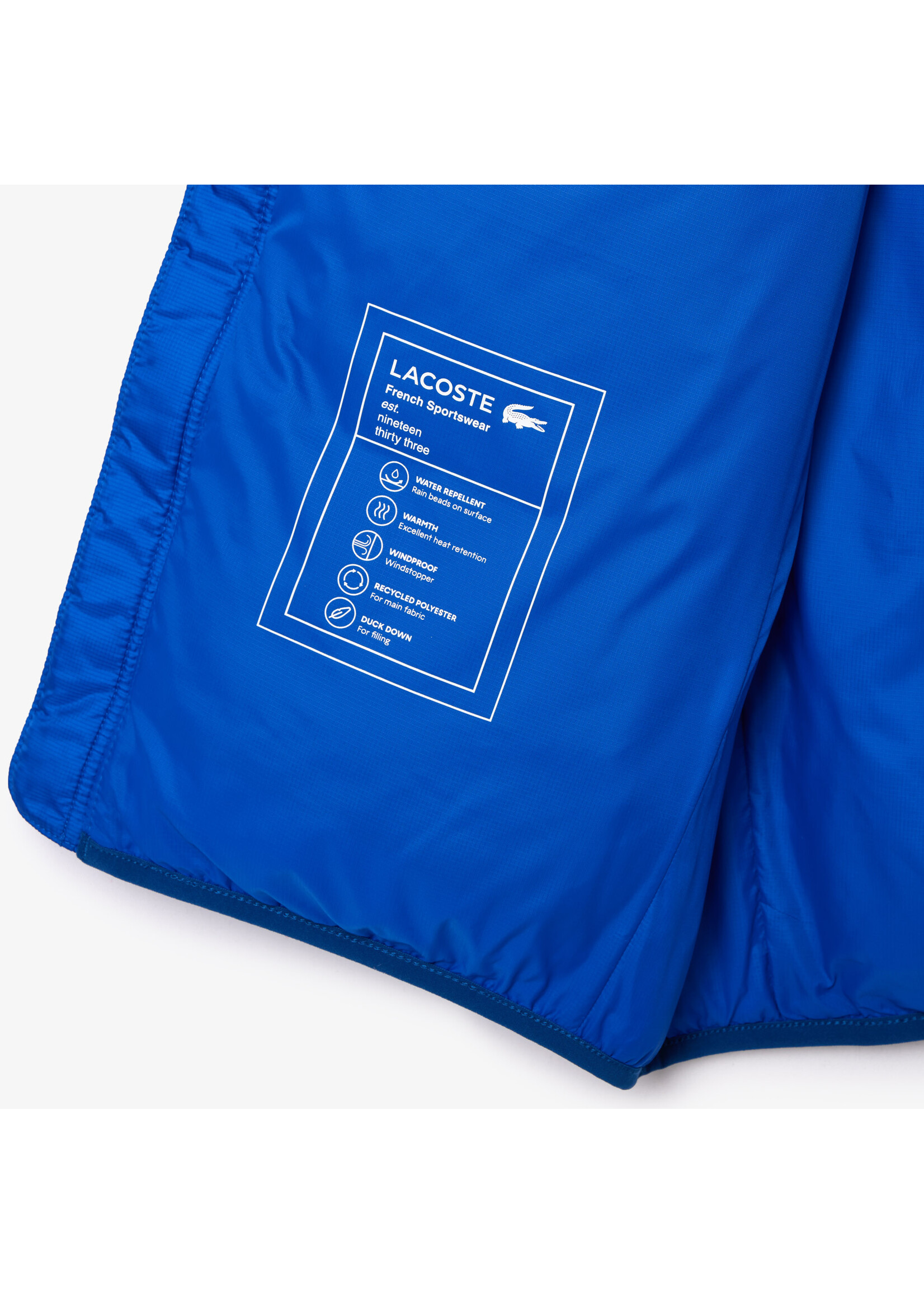 LACOSTE Veste matelassée en duvet à capuche pour homme-BLEU