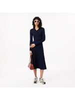LACOSTE Robe longue côtelée en laine-Marine