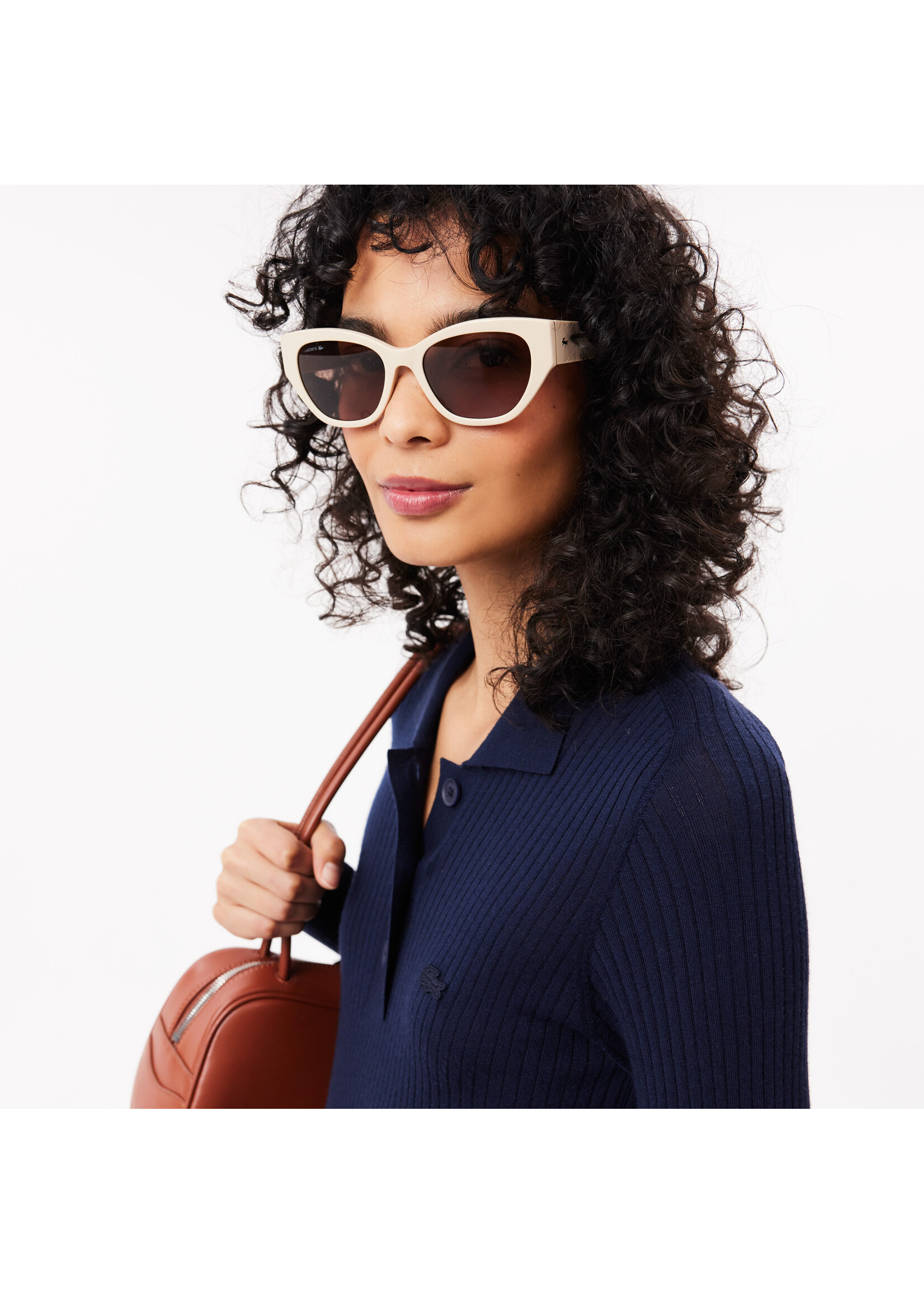 LACOSTE Robe longue côtelée en laine-Marine