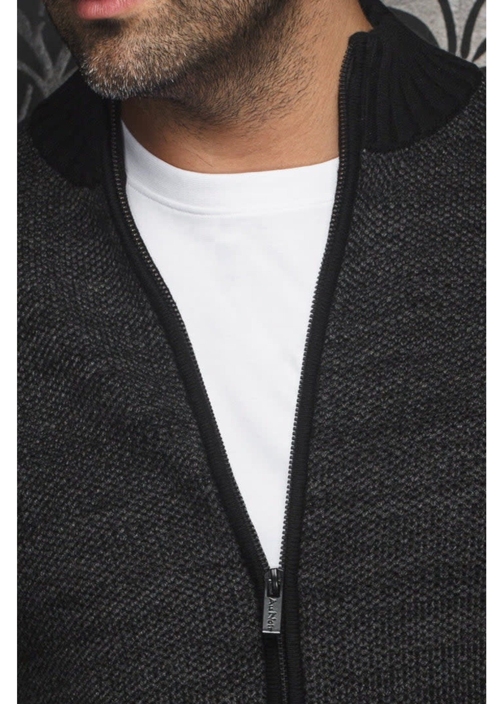 AU NOIR Chandail en tricot à glissière Koski-Noir