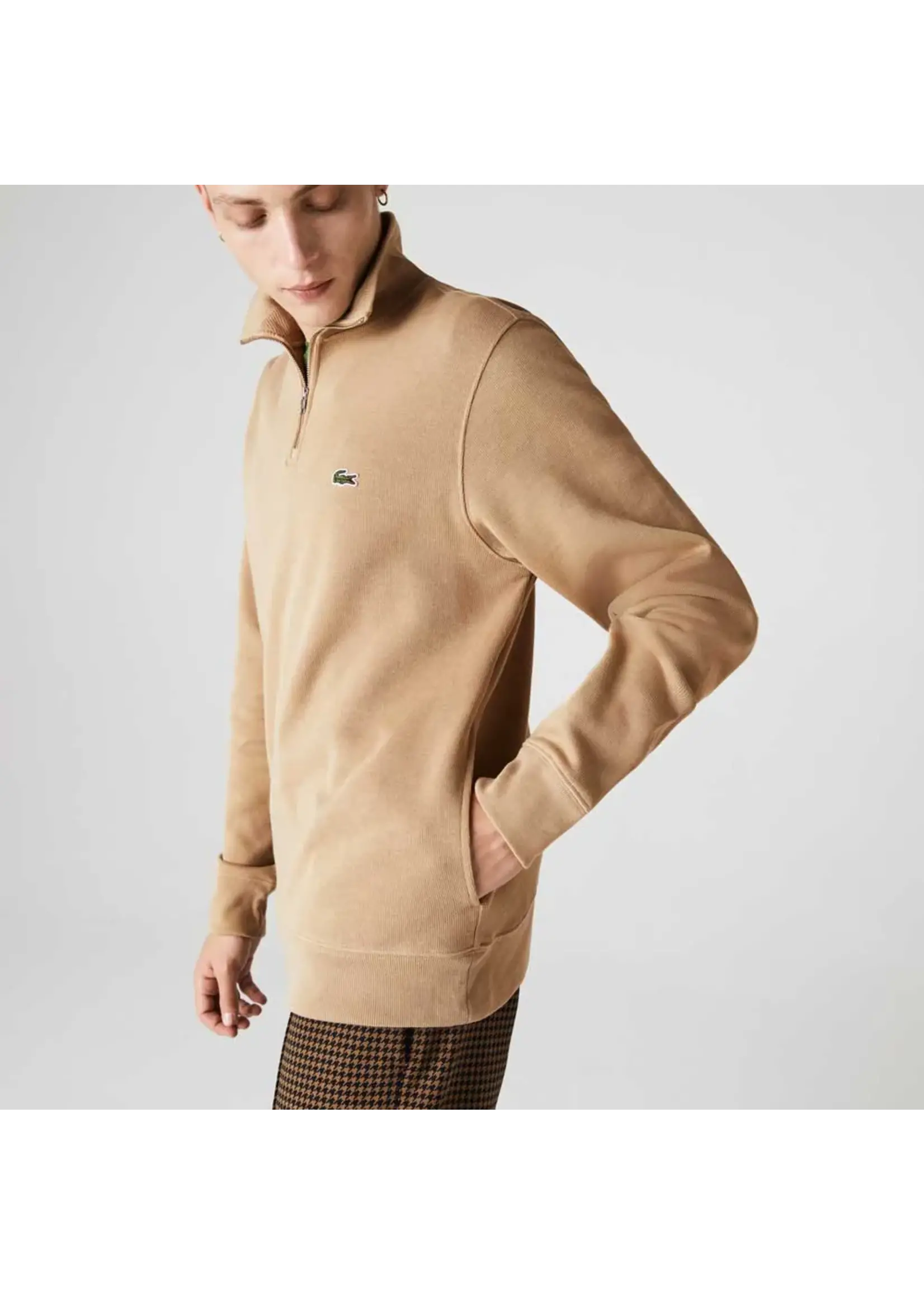 LACOSTE Zip-Up High Neck Interlock Sweatshirt