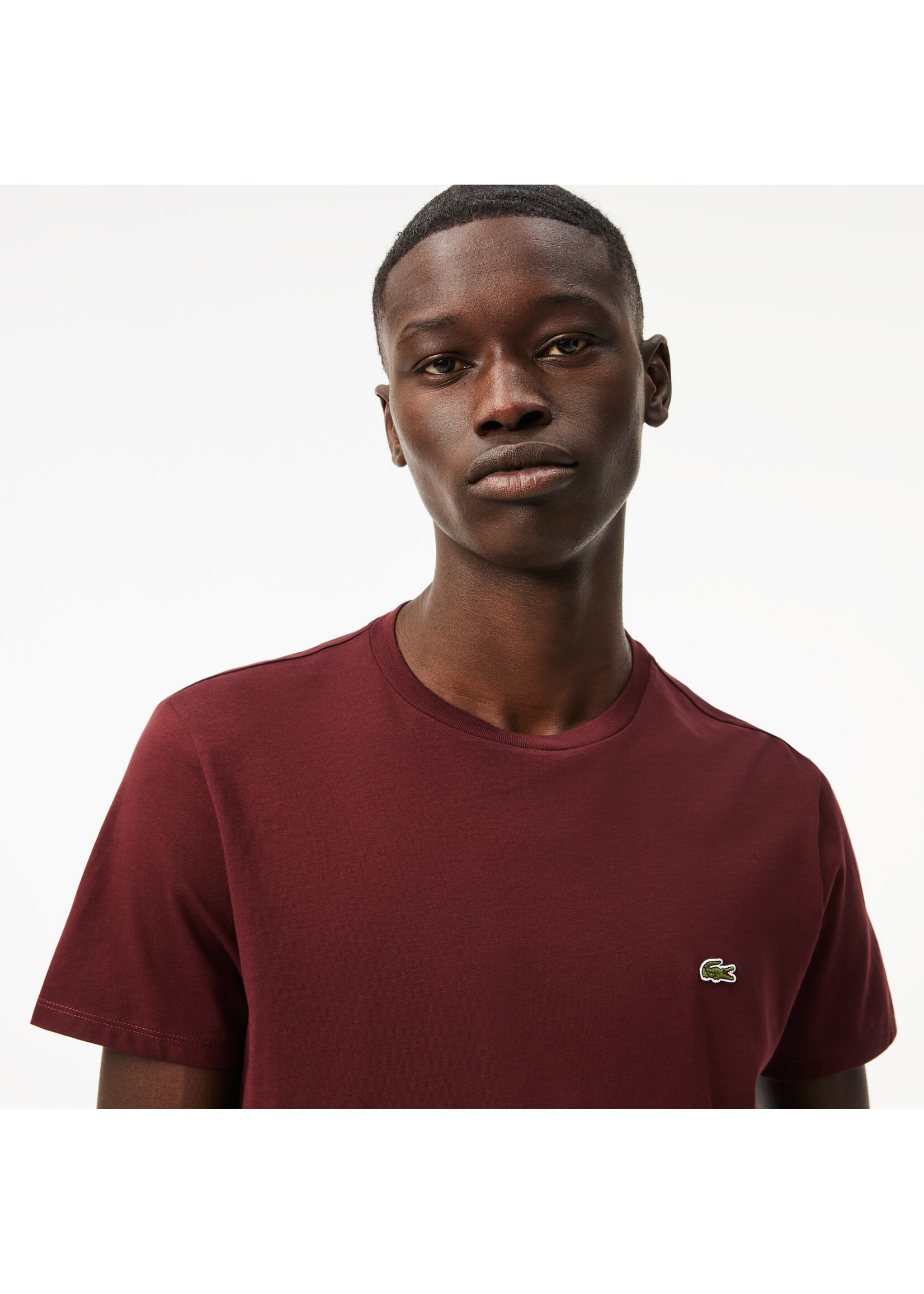 LACOSTE T-shirt col rond en jersey de coton pima uni pour homme-EXPRESSO