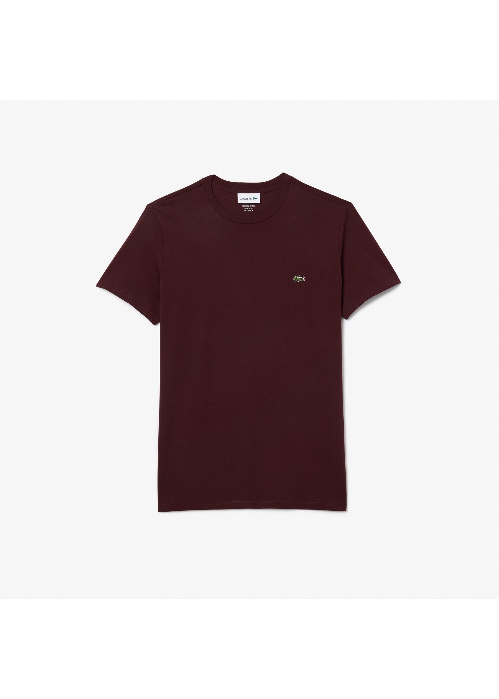 LACOSTE T-shirt col rond en jersey de coton pima uni pour homme-EXPRESSO